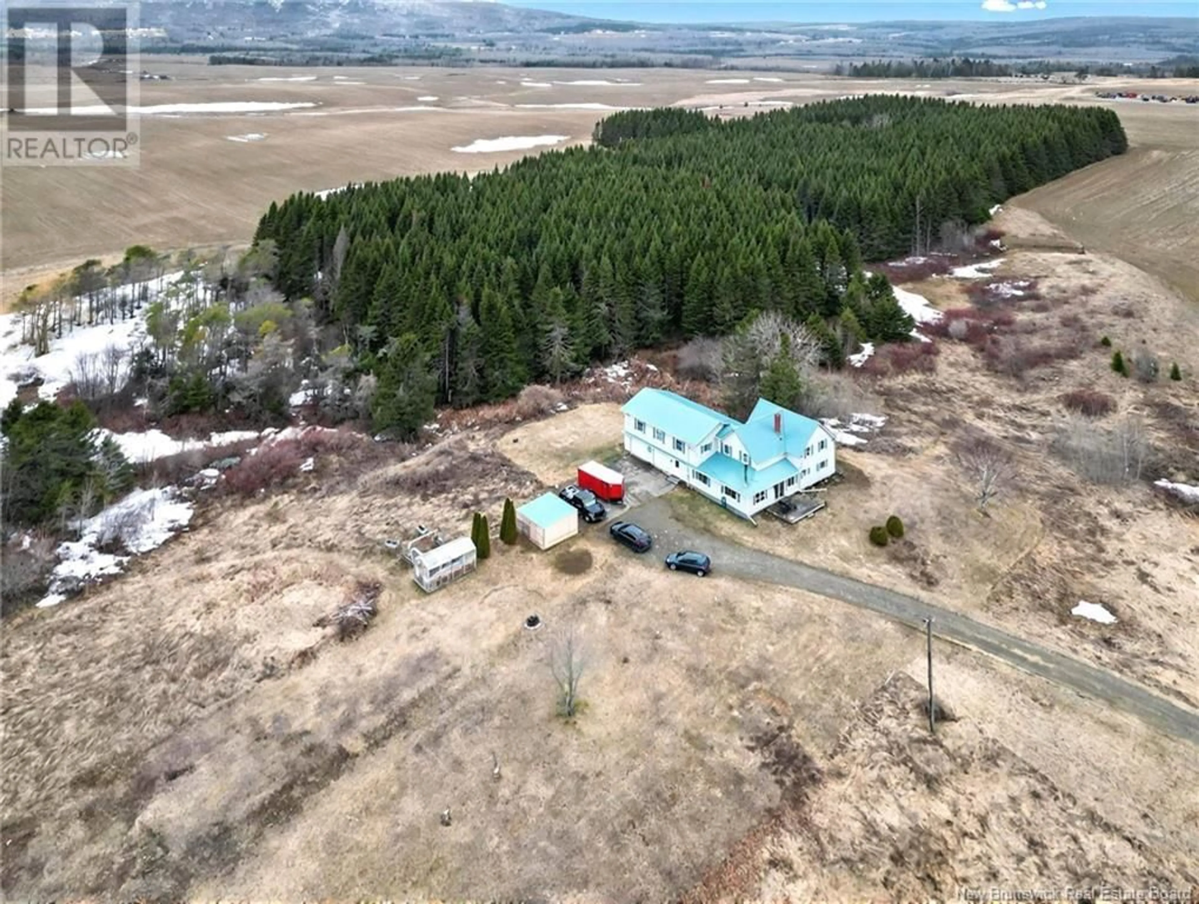 A pic from outside/outdoor area/front of a property/back of a property/a pic from drone, mountain view for 4443 ROUTE 450, Upper Knoxford New Brunswick E7K2T1