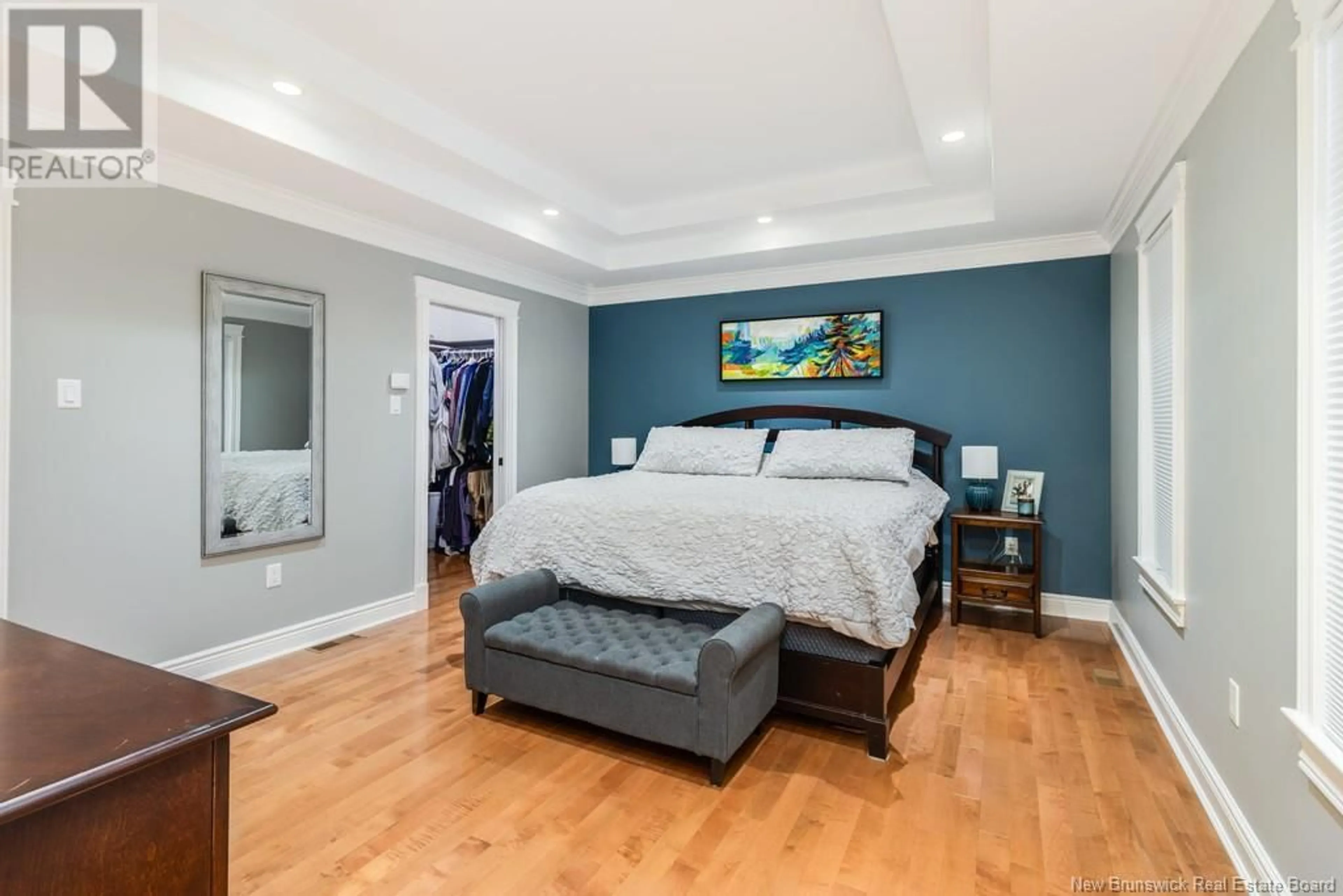 Bedroom with bed, wood/laminate floor for 15 EMMA COURT, Fredericton New Brunswick E3G0W2