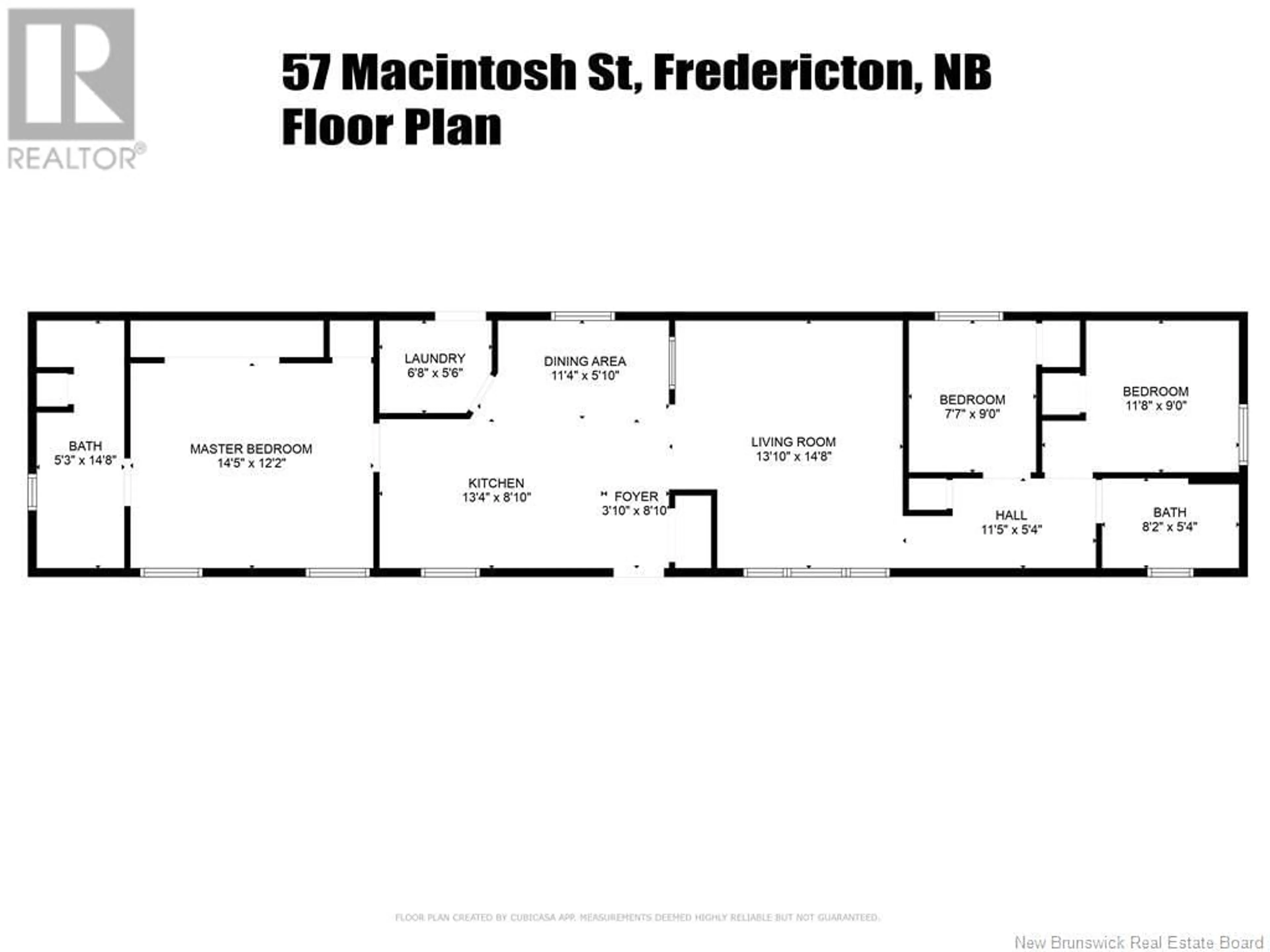 Floor plan for 57 MACINTOSH STREET, Fredericton New Brunswick E3C2M9