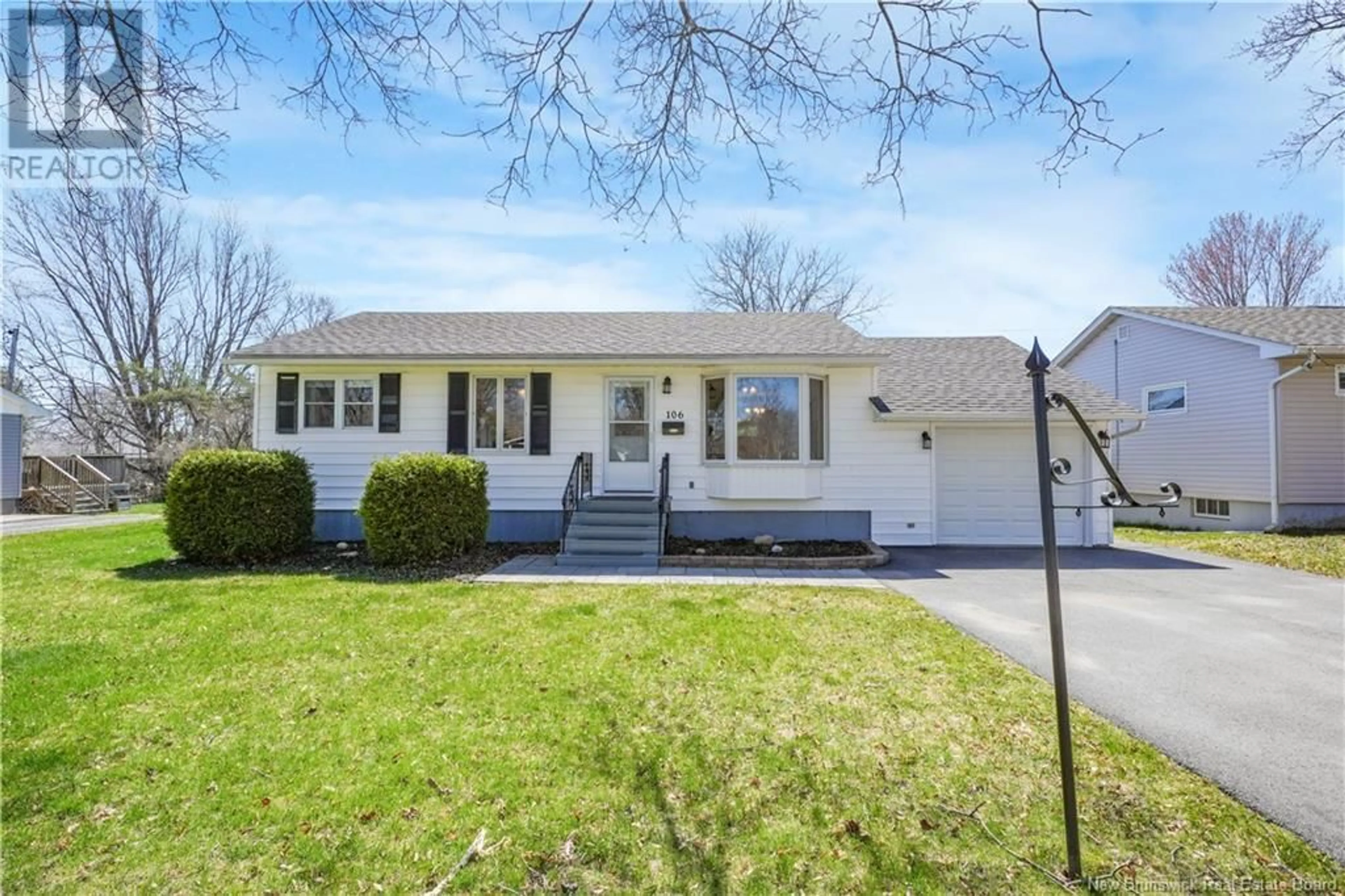 Home with vinyl exterior material, street for 106 TEAK DRIVE, Fredericton New Brunswick E3A2J1