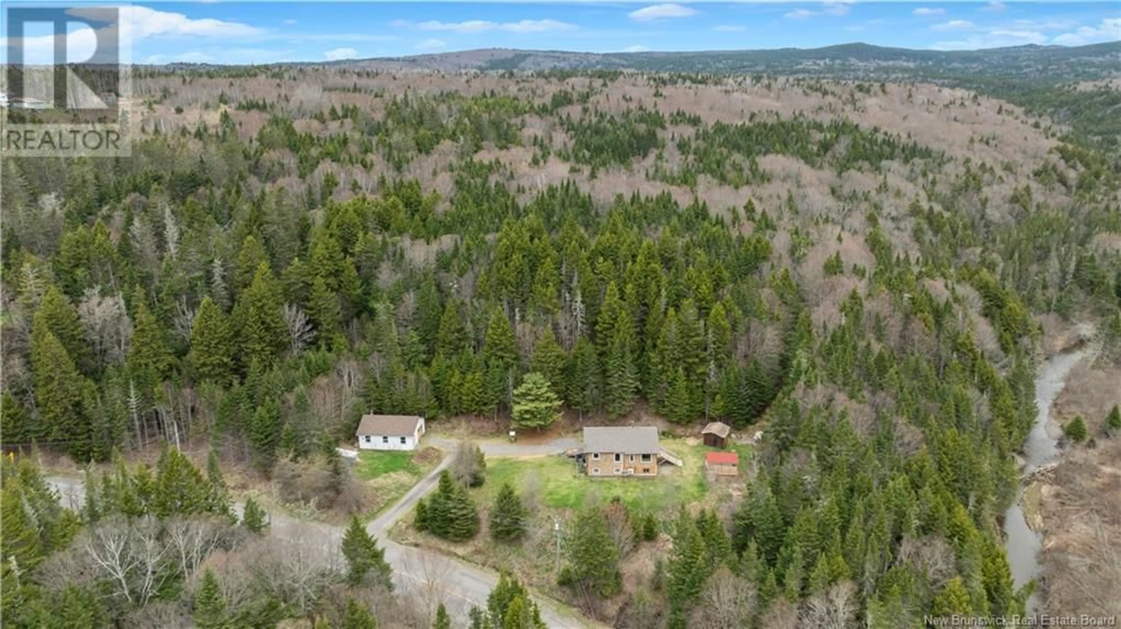 A pic from outside/outdoor area/front of a property/back of a property/a pic from drone, forest/trees view for 35 LITTLE BEACH ROAD, Bay View New Brunswick E5R1M1