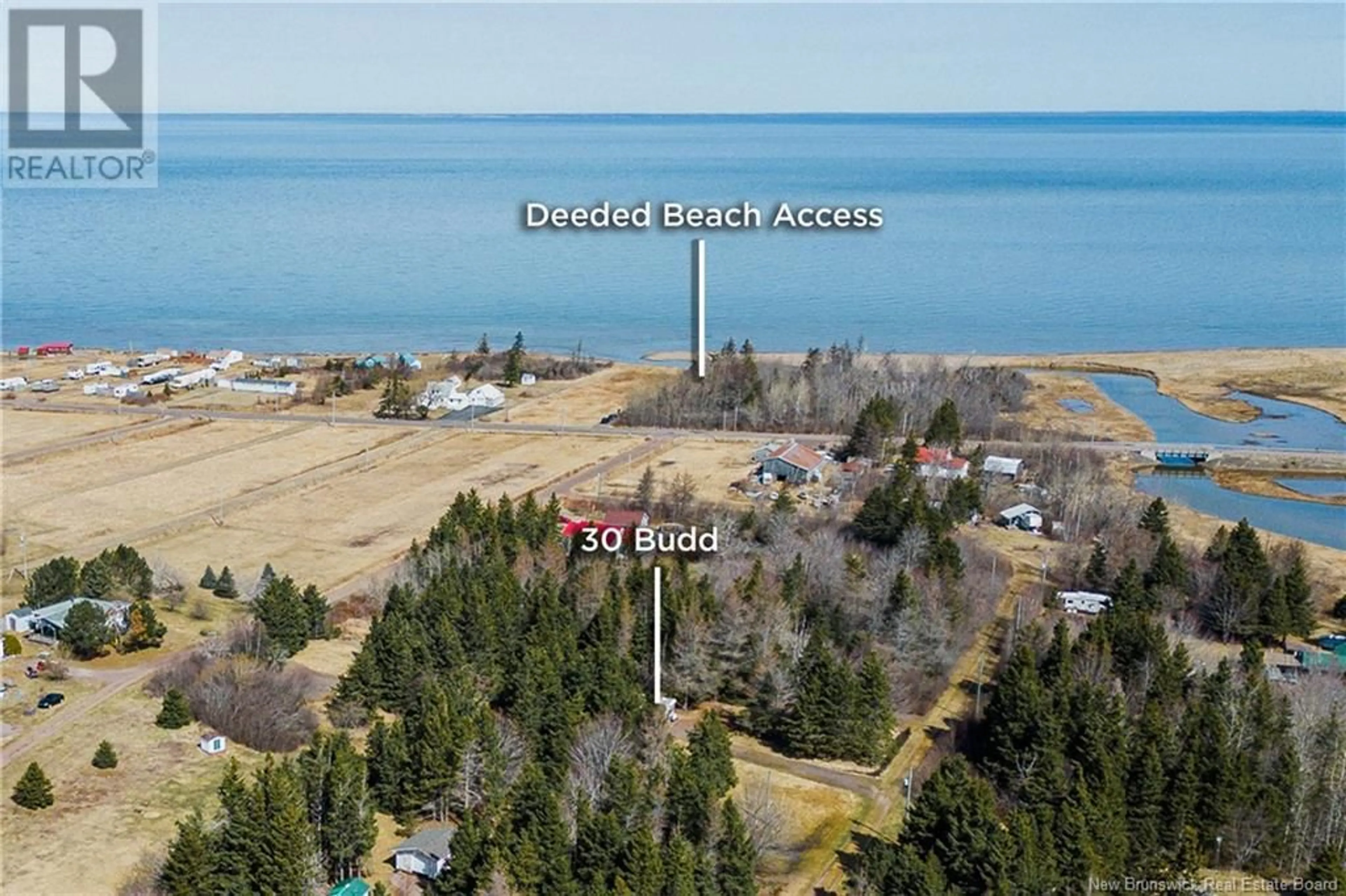 A pic from outside/outdoor area/front of a property/back of a property/a pic from drone, water/lake/river/ocean view for 30 BUDD ROAD, Little Shemogue New Brunswick E4M2Y8