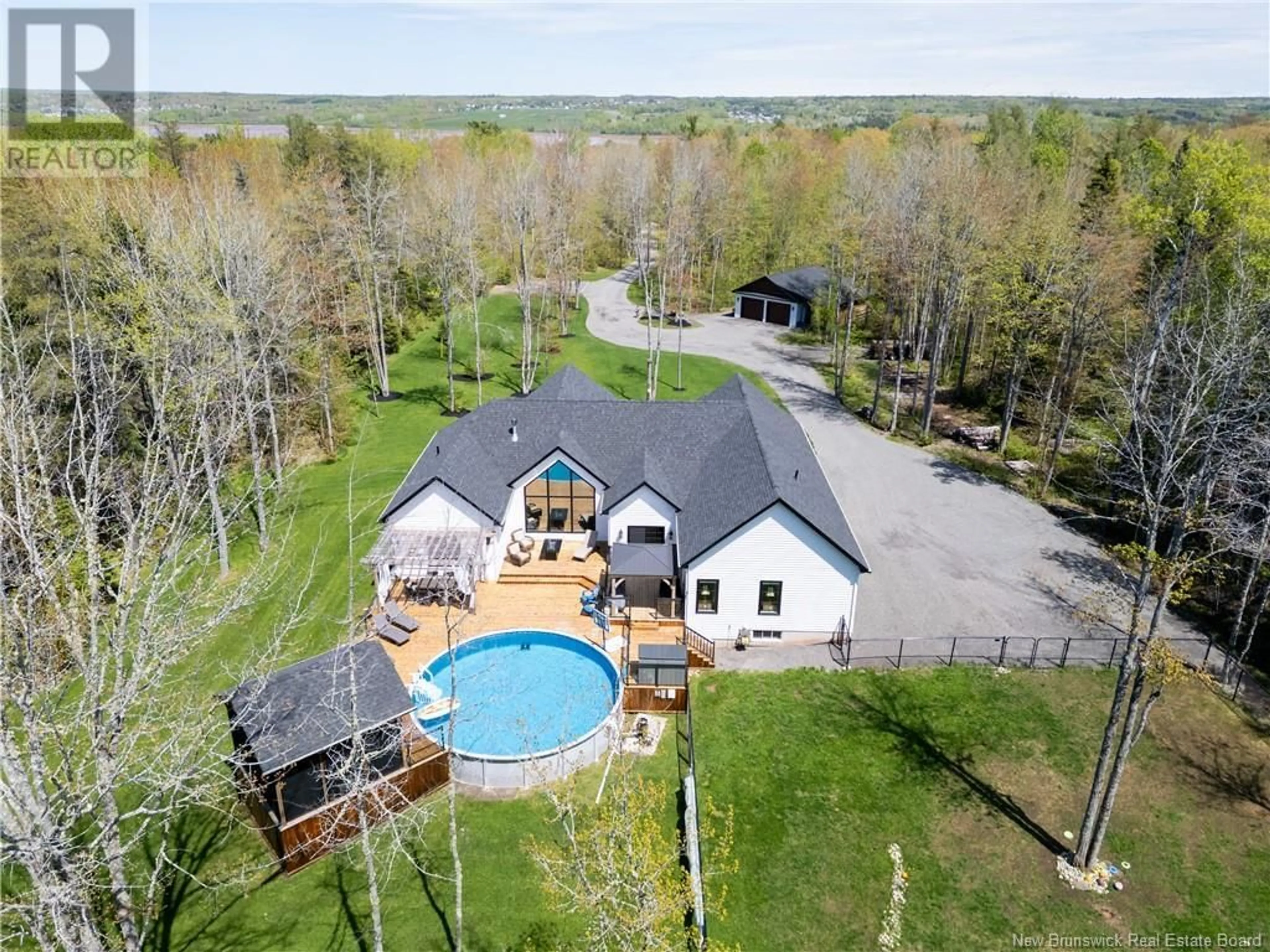 A pic from outside/outdoor area/front of a property/back of a property/a pic from drone, water/lake/river/ocean view for 1310 ROUTE 114, Lower Coverdale New Brunswick E1J1A6