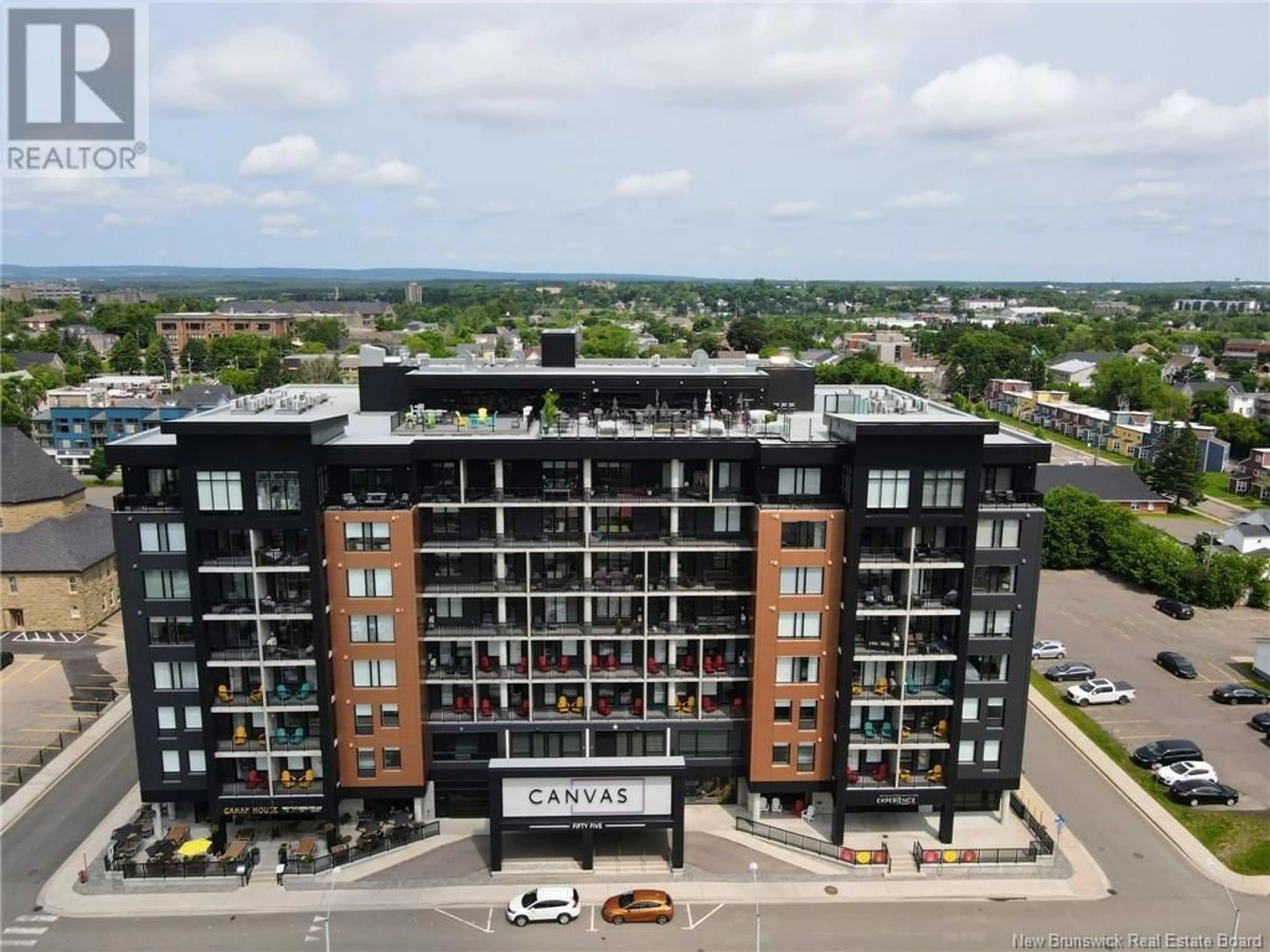 A pic from outside/outdoor area/front of a property/back of a property/a pic from drone, city buildings view from balcony for 609 - 55 QUEEN, Moncton New Brunswick E1C1K2