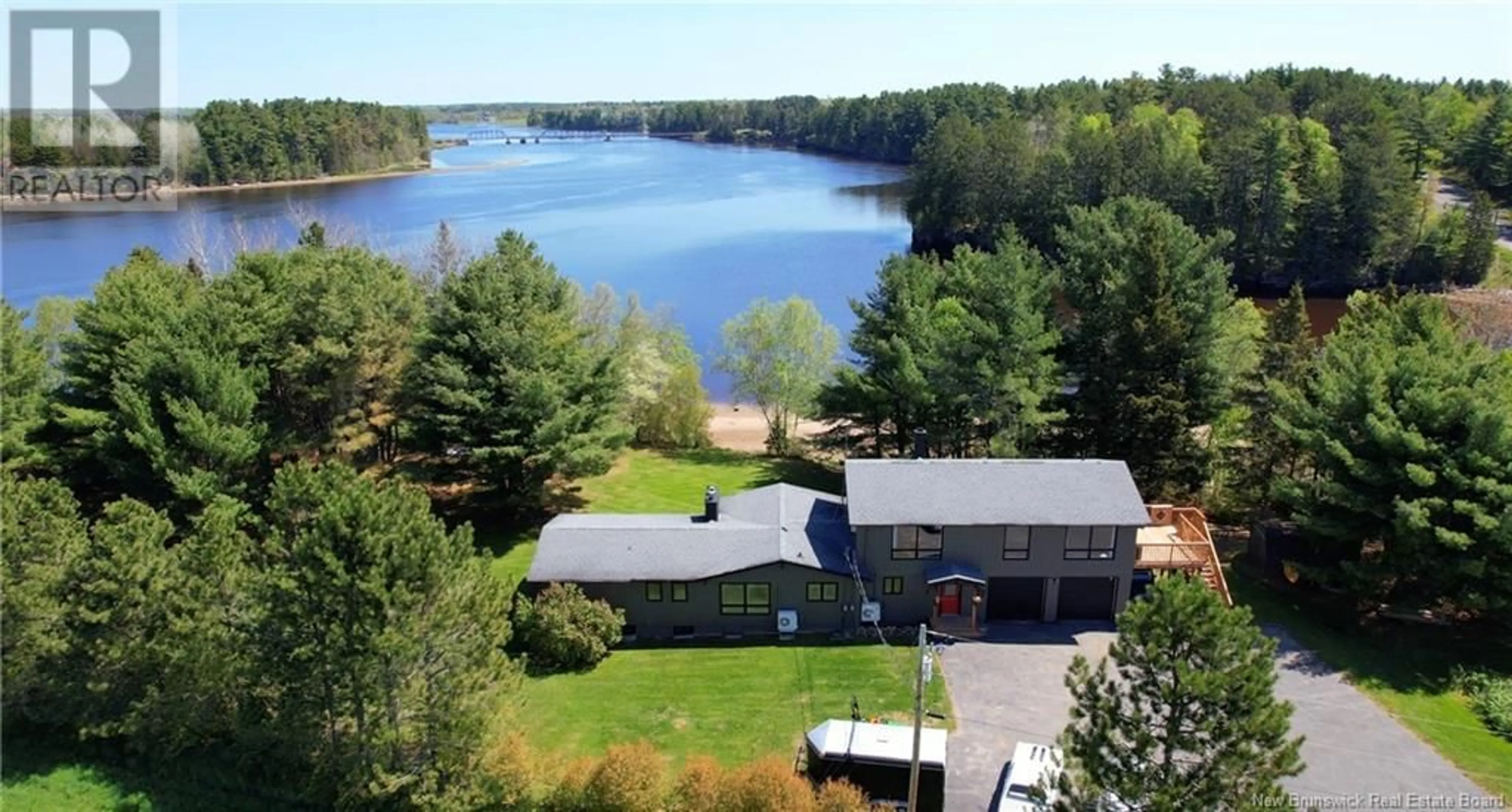 A pic from outside/outdoor area/front of a property/back of a property/a pic from drone, water/lake/river/ocean view for 1584 ROUTE 510, Main River New Brunswick E4T1V1