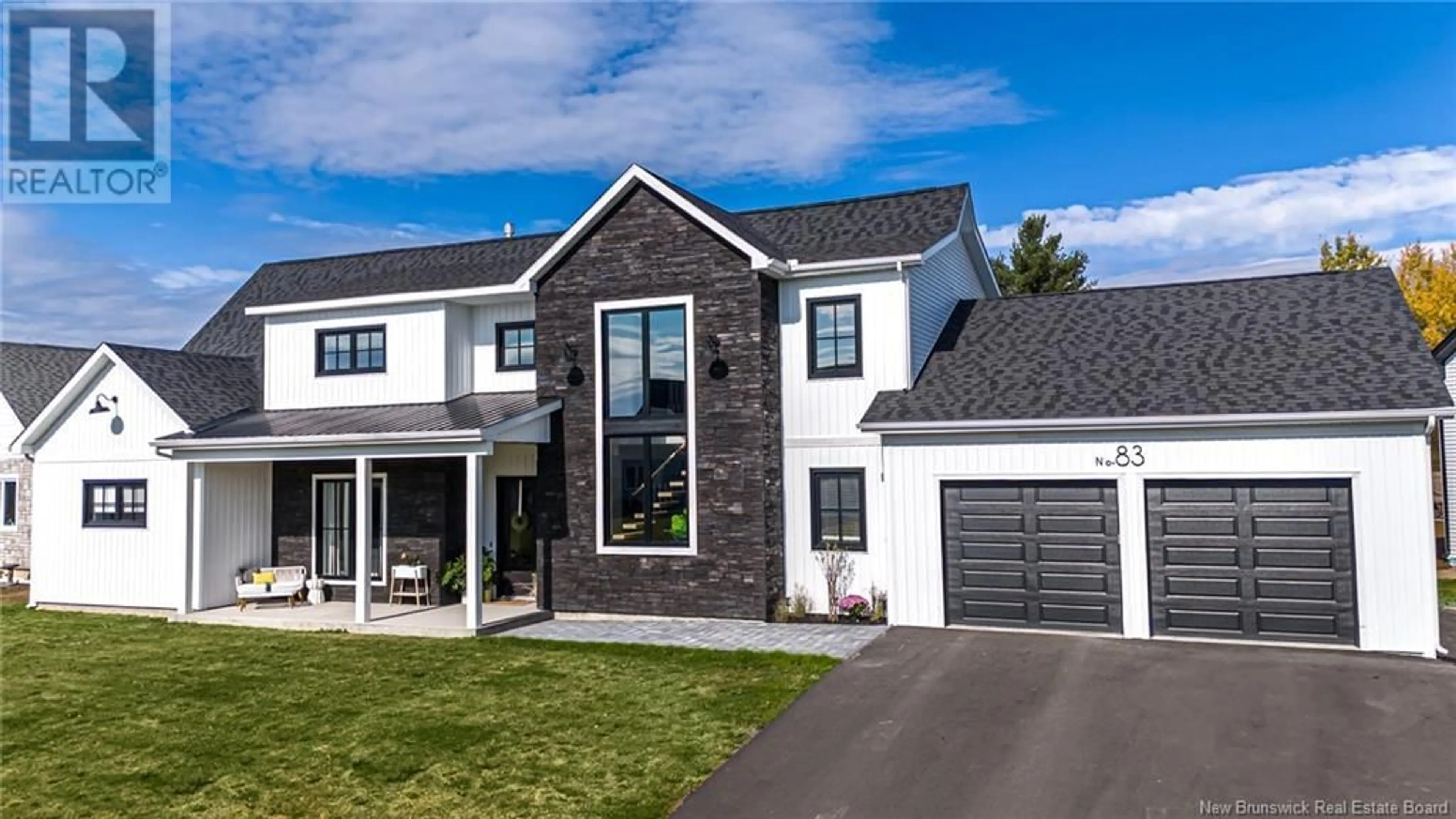 Home with vinyl exterior material, street for 83 STONEHILL LANE, Fredericton New Brunswick E3G0E9