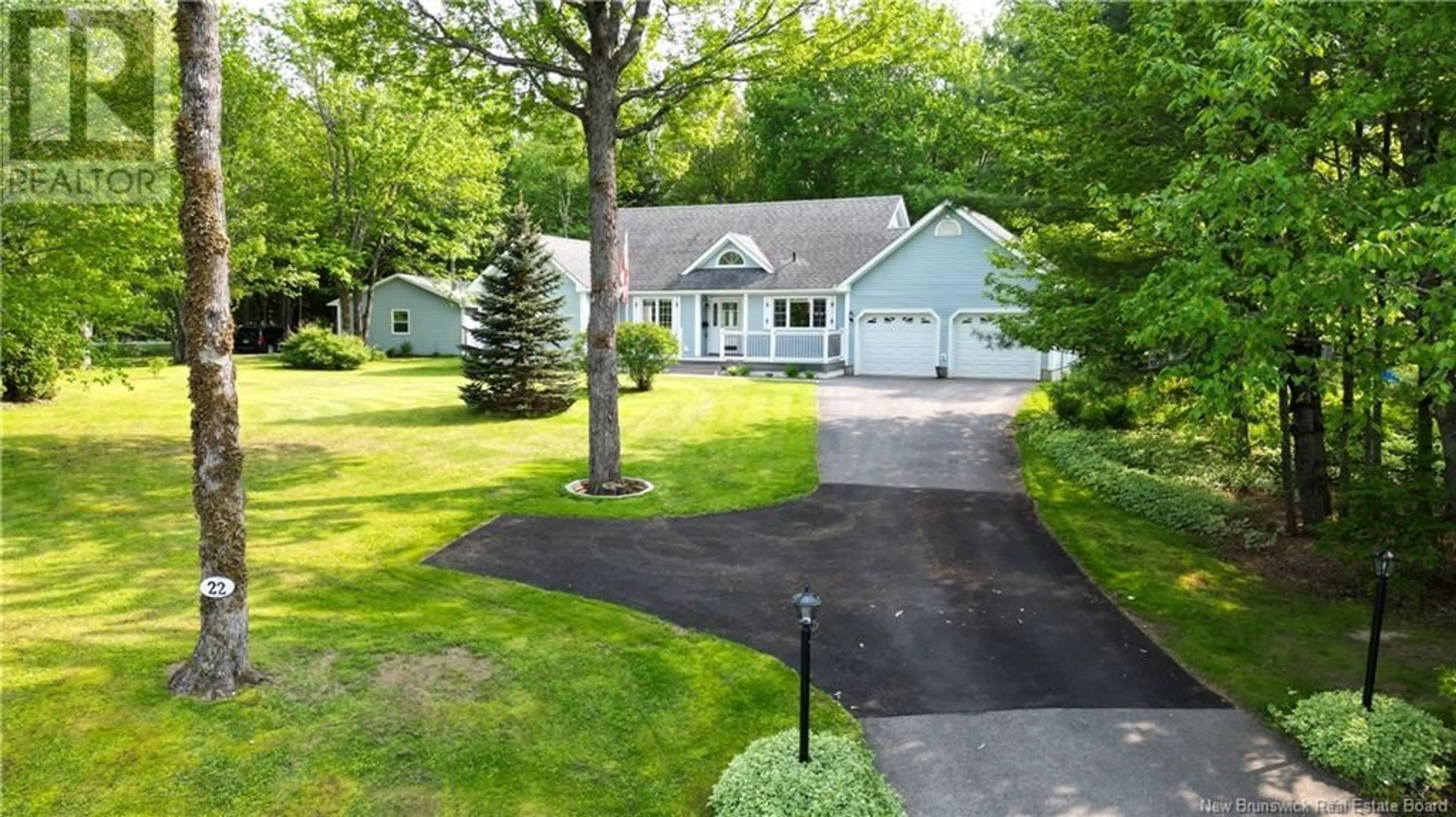 A pic from outside/outdoor area/front of a property/back of a property/a pic from drone, street for 22 LYNX LANE, Hanwell New Brunswick E3C1M9