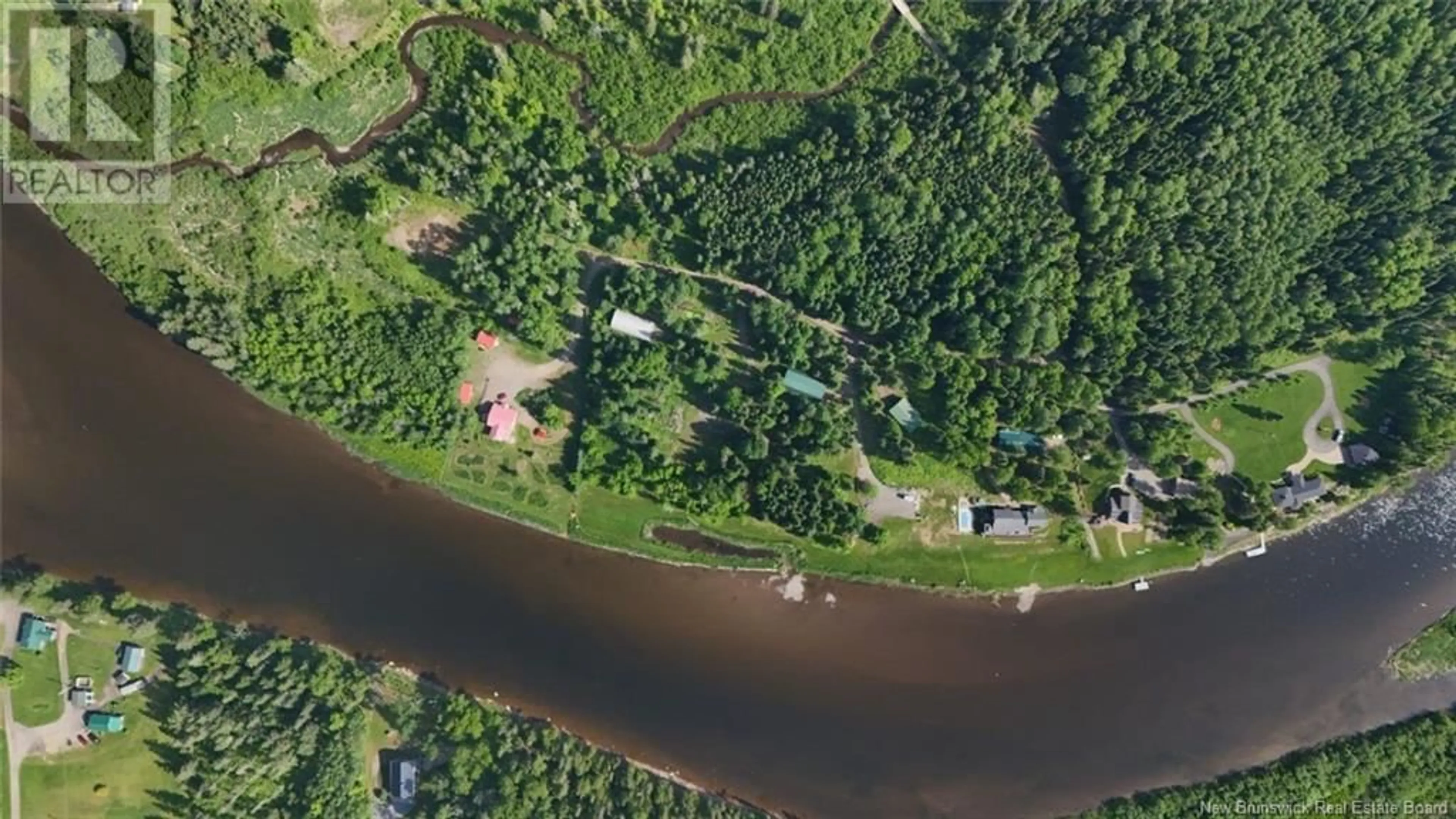 A pic from outside/outdoor area/front of a property/back of a property/a pic from drone, water/lake/river/ocean view for 126 - 120 JENKINS ROAD, Burntland Brook New Brunswick E7G1W4