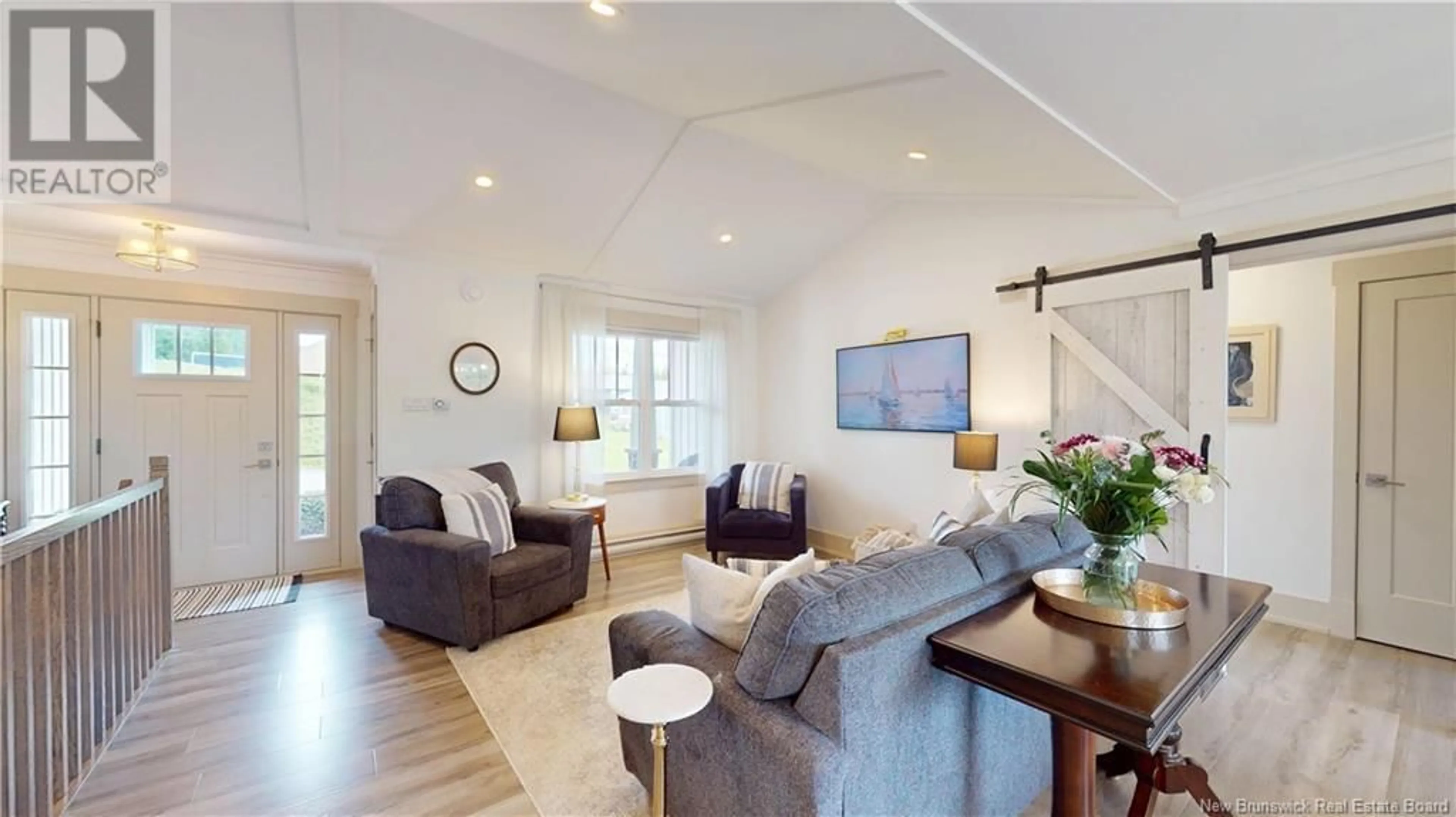 Living room with furniture, wood/laminate floor for 3 FLAGSTONE DRIVE, Quispamsis New Brunswick E2G0B7