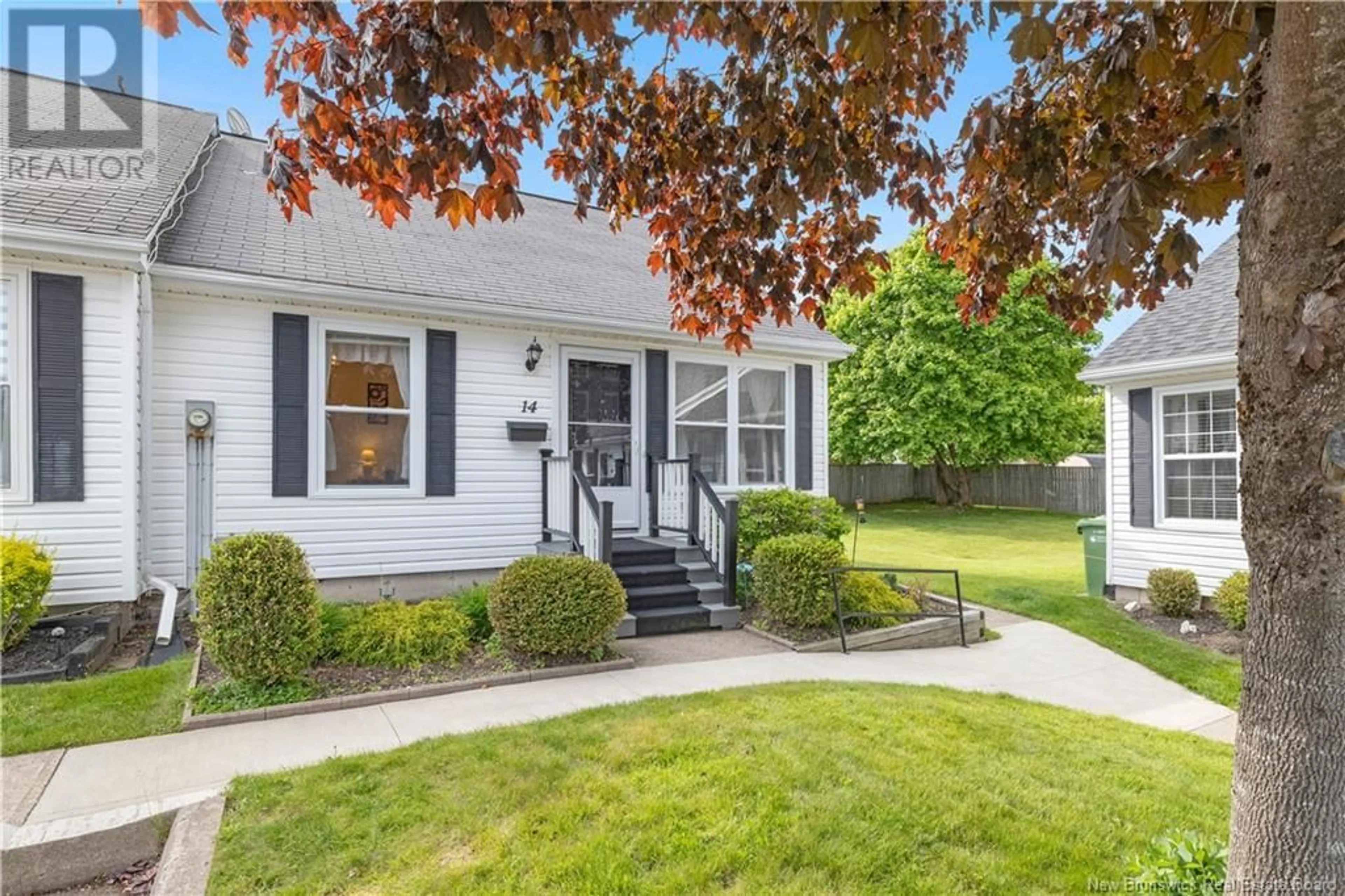 Home with vinyl exterior material, street for 14 HERITAGE GARDENS, Saint John New Brunswick E2M5R7