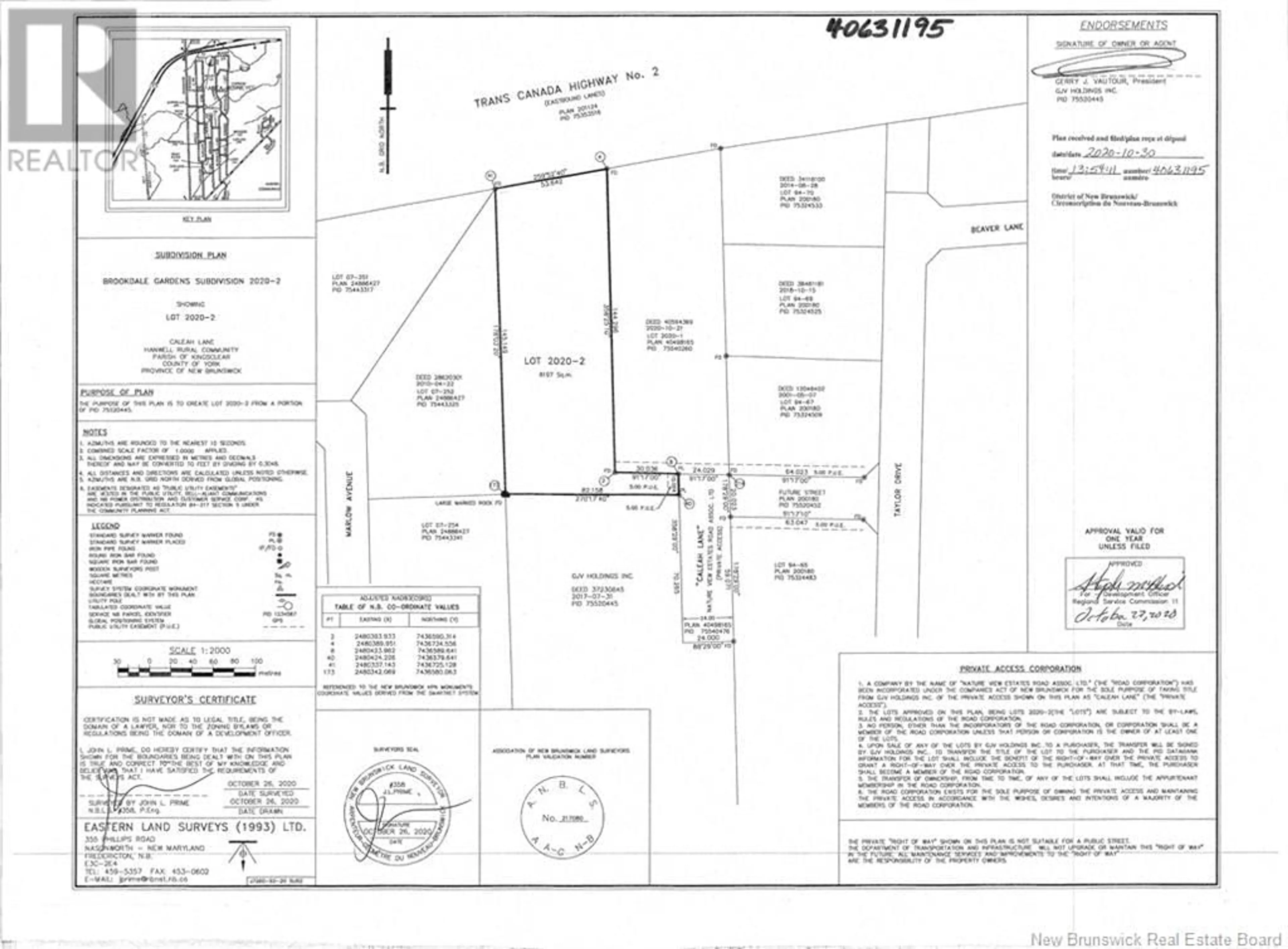 Floor plan for Lot - 2020-2 CALEAH LANE, Hanwell New Brunswick E3C1N9