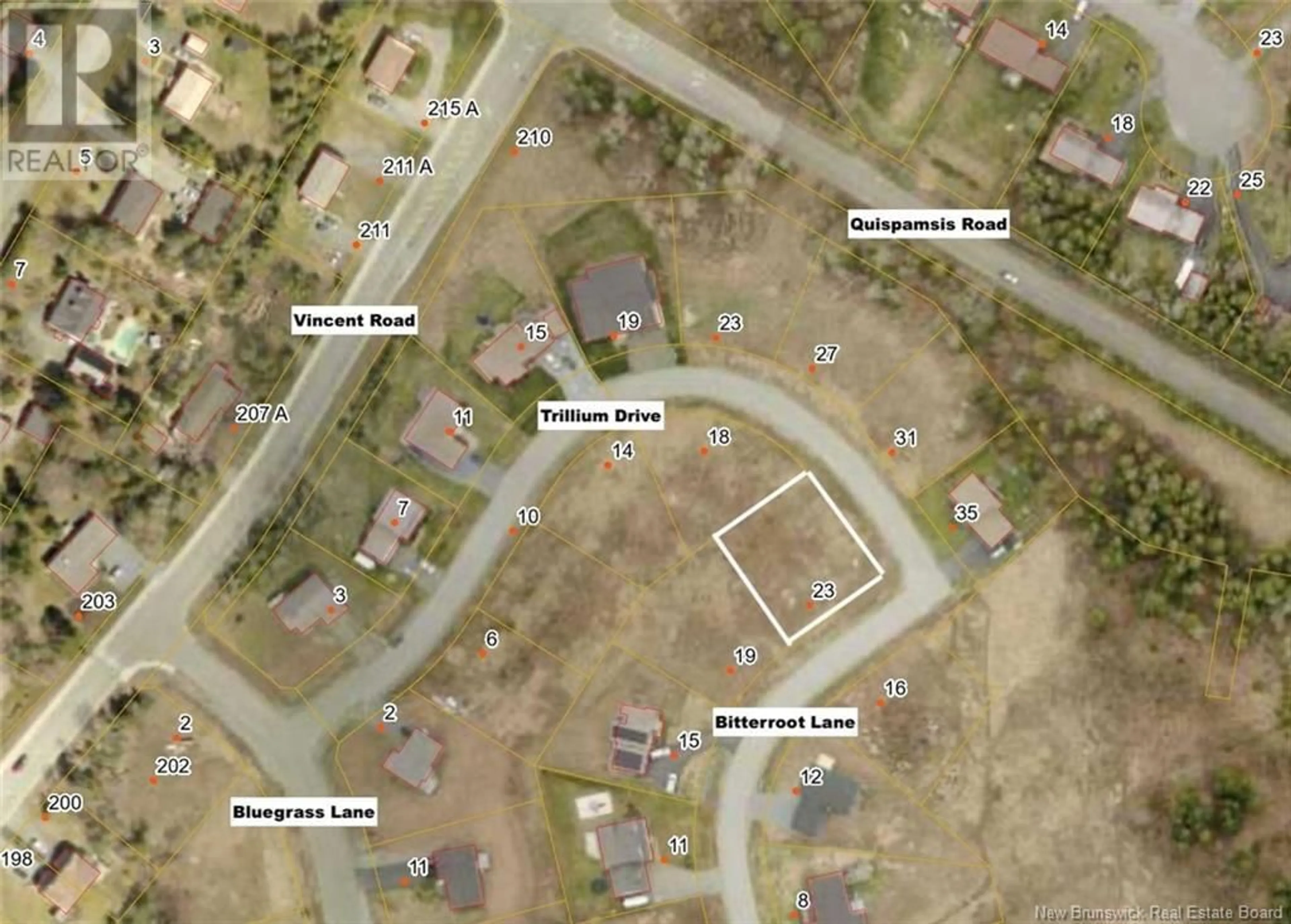 A pic from outside/outdoor area/front of a property/back of a property/a pic from drone, street for 23 BITTERROOT LANE, Quispamsis New Brunswick E2E0N7