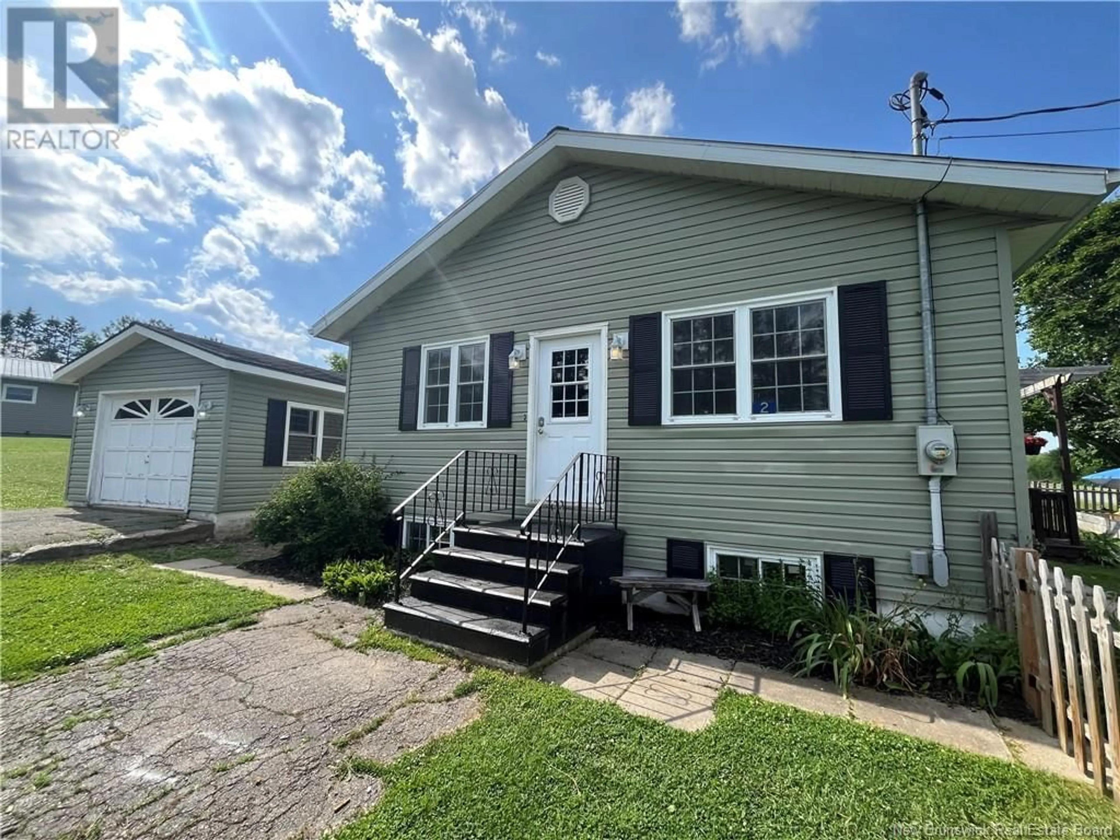 Home with vinyl exterior material, street for 2 STACEY ROAD, Wicklow New Brunswick E7L3X2