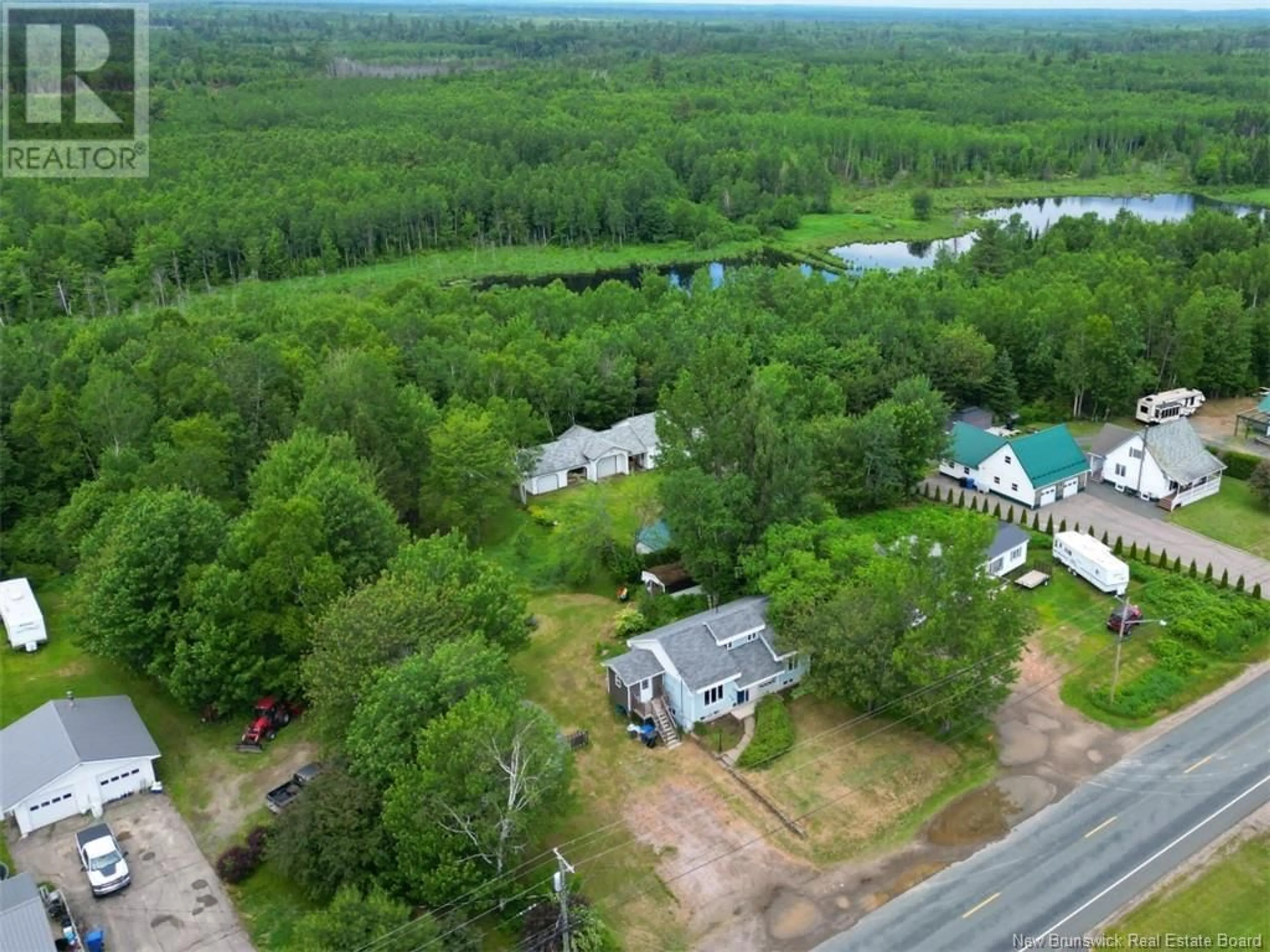A pic from outside/outdoor area/front of a property/back of a property/a pic from drone, water/lake/river/ocean view for 3598 ROUTE 430, Big River New Brunswick E2A6V2