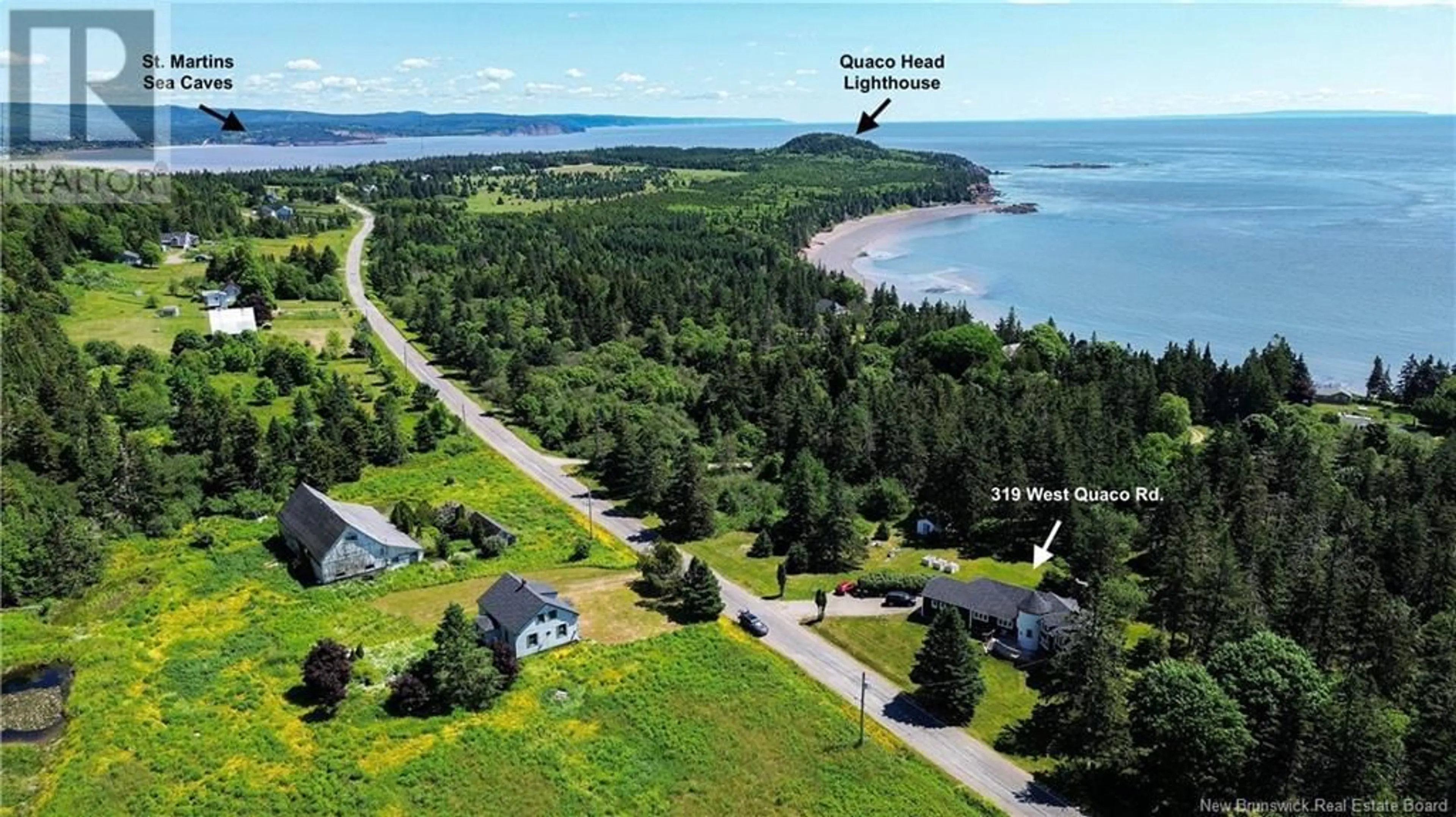 A pic from outside/outdoor area/front of a property/back of a property/a pic from drone, water/lake/river/ocean view for 319 QUACO ROAD, West Quaco New Brunswick E5R2E4