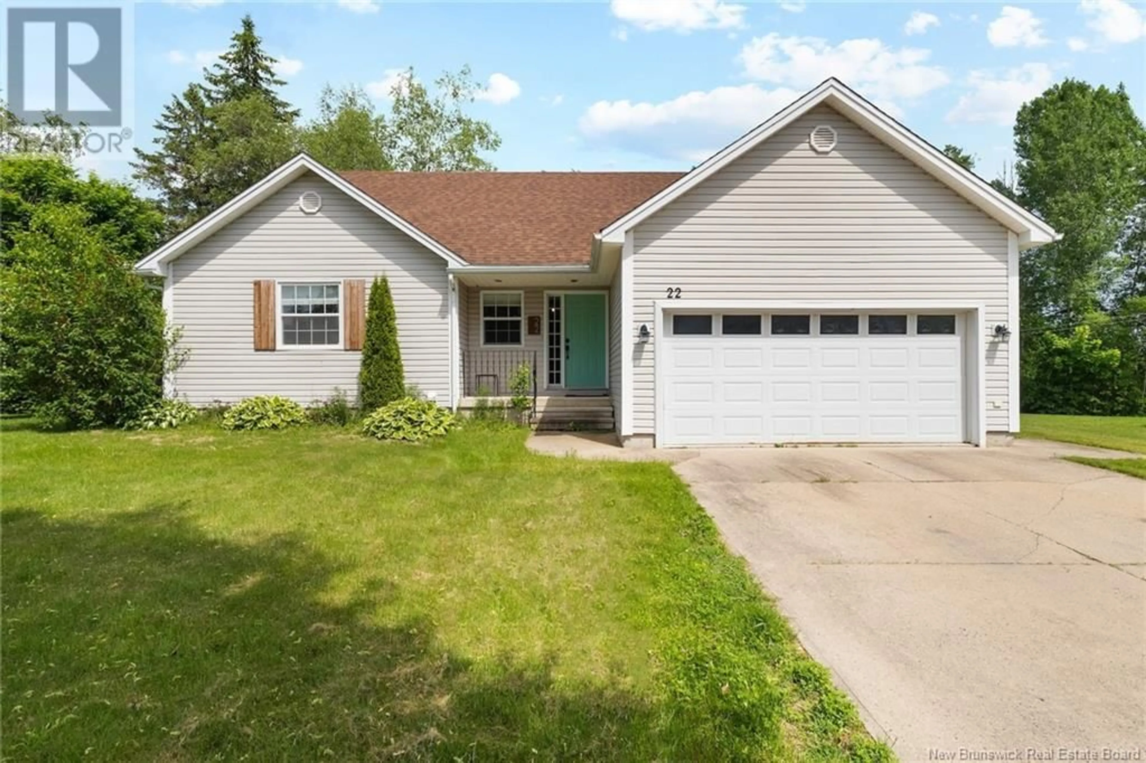 Home with vinyl exterior material, street for 22 TRAINOR COURT, Fredericton New Brunswick E3B7J7