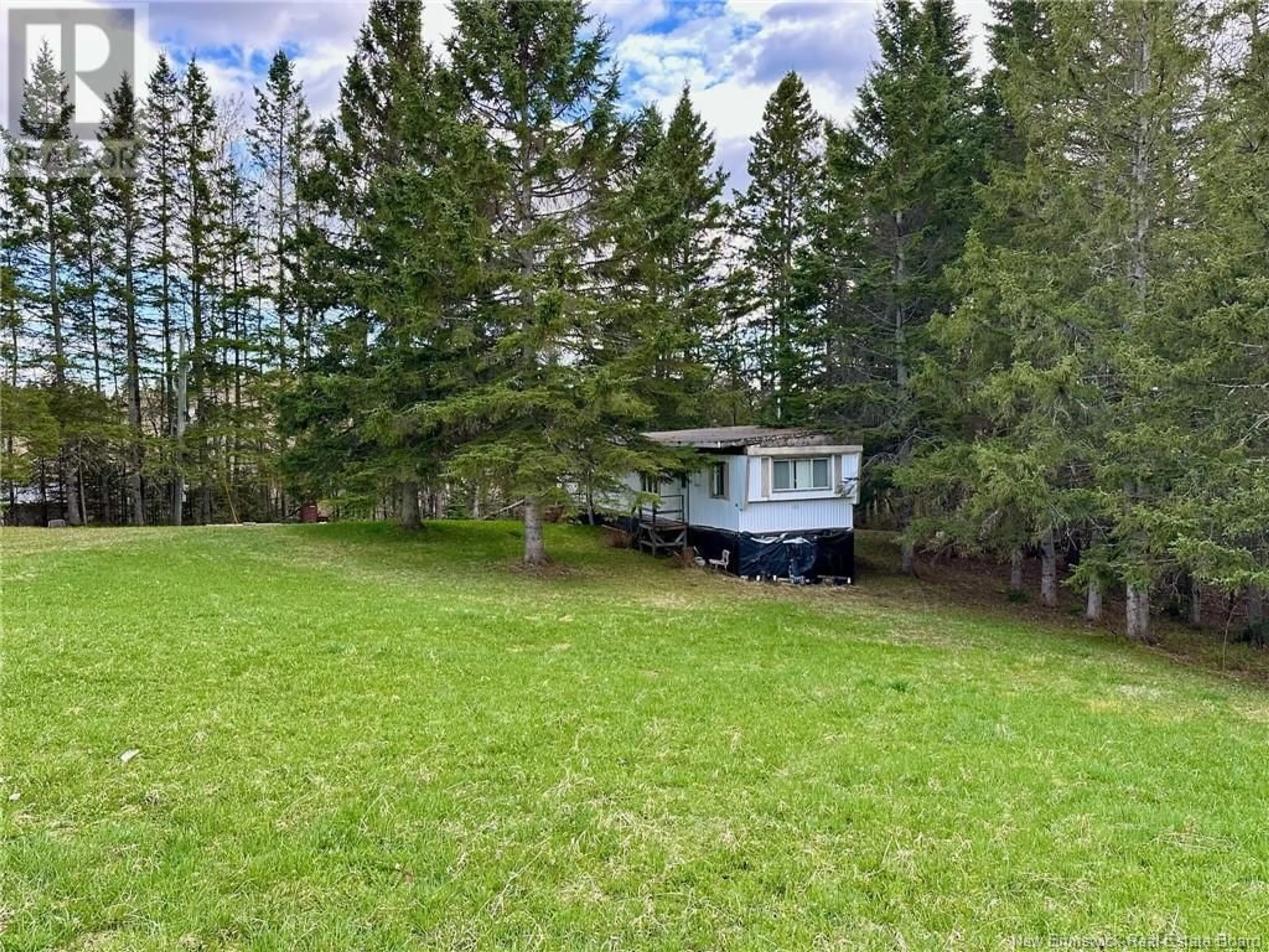 A pic from outside/outdoor area/front of a property/back of a property/a pic from drone, forest/trees view for 124 FRANCOEUR HILL ROAD, New Denmark New Brunswick E7G1R3