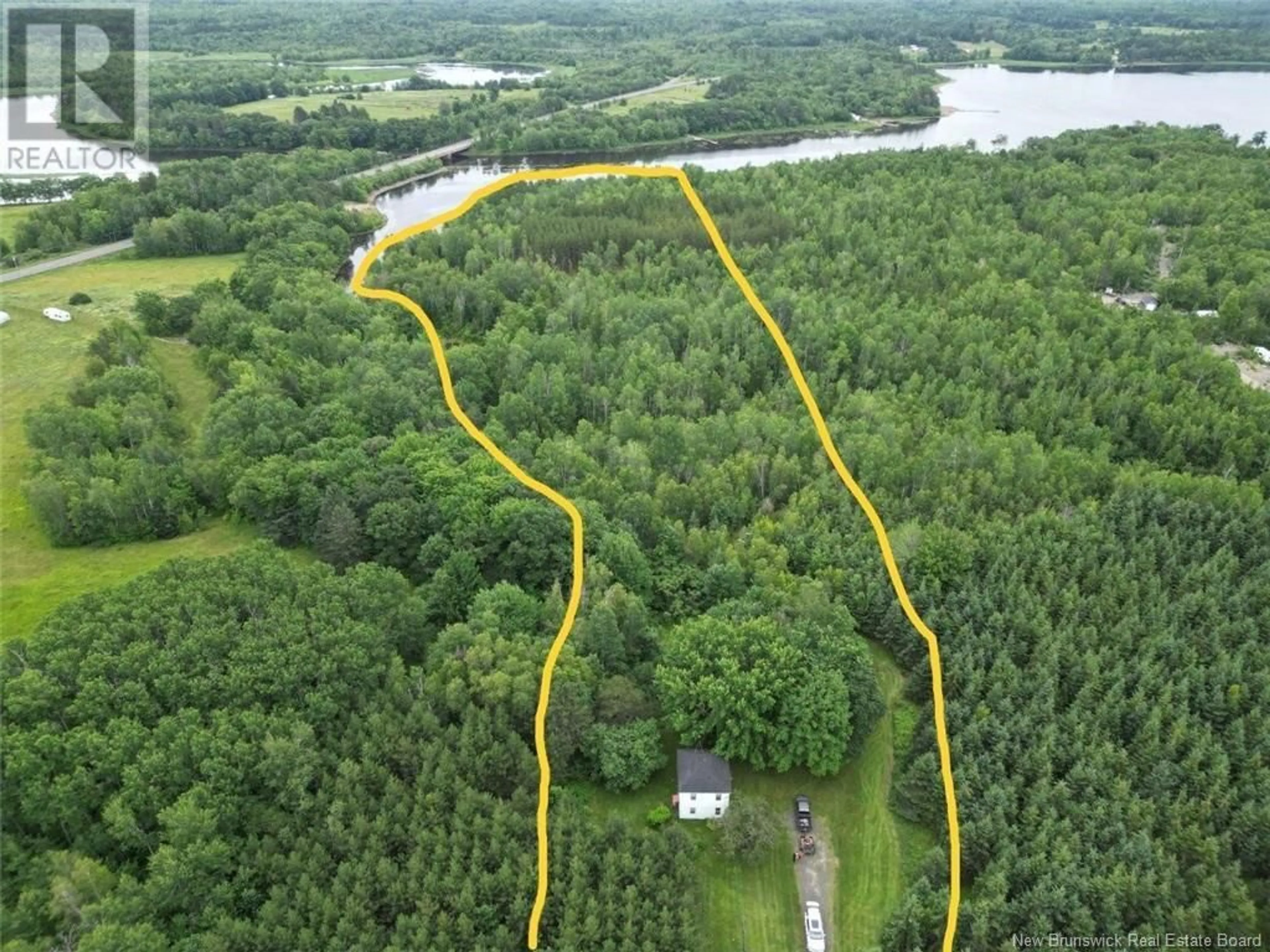 A pic from outside/outdoor area/front of a property/back of a property/a pic from drone, forest/trees view for 39 SALMON RIVER MOUTH ROAD, Coal Creek New Brunswick E4A2T2