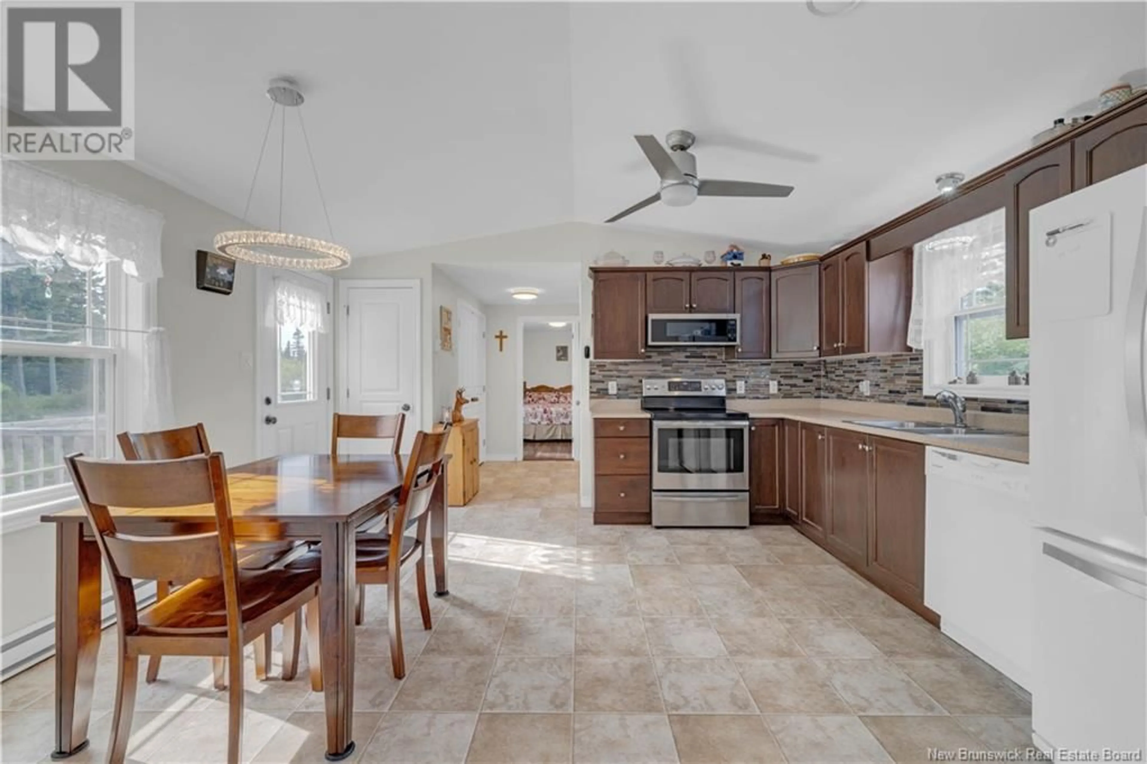 Open concept kitchen, ceramic/tile floor for 126 SHANKLIN ROAD, Bains Corner New Brunswick E5R1S2