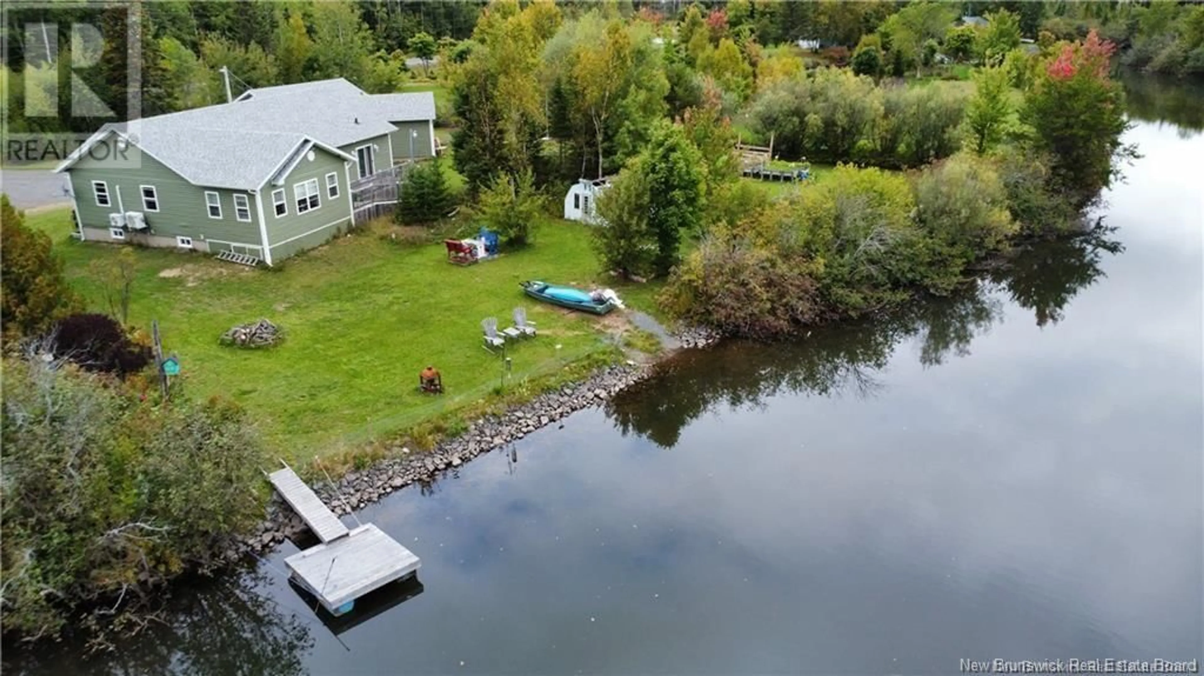 A pic from outside/outdoor area/front of a property/back of a property/a pic from drone, water/lake/river/ocean view for 2803 ROUTE 350, Rang-Saint-Georges New Brunswick E8R1L1