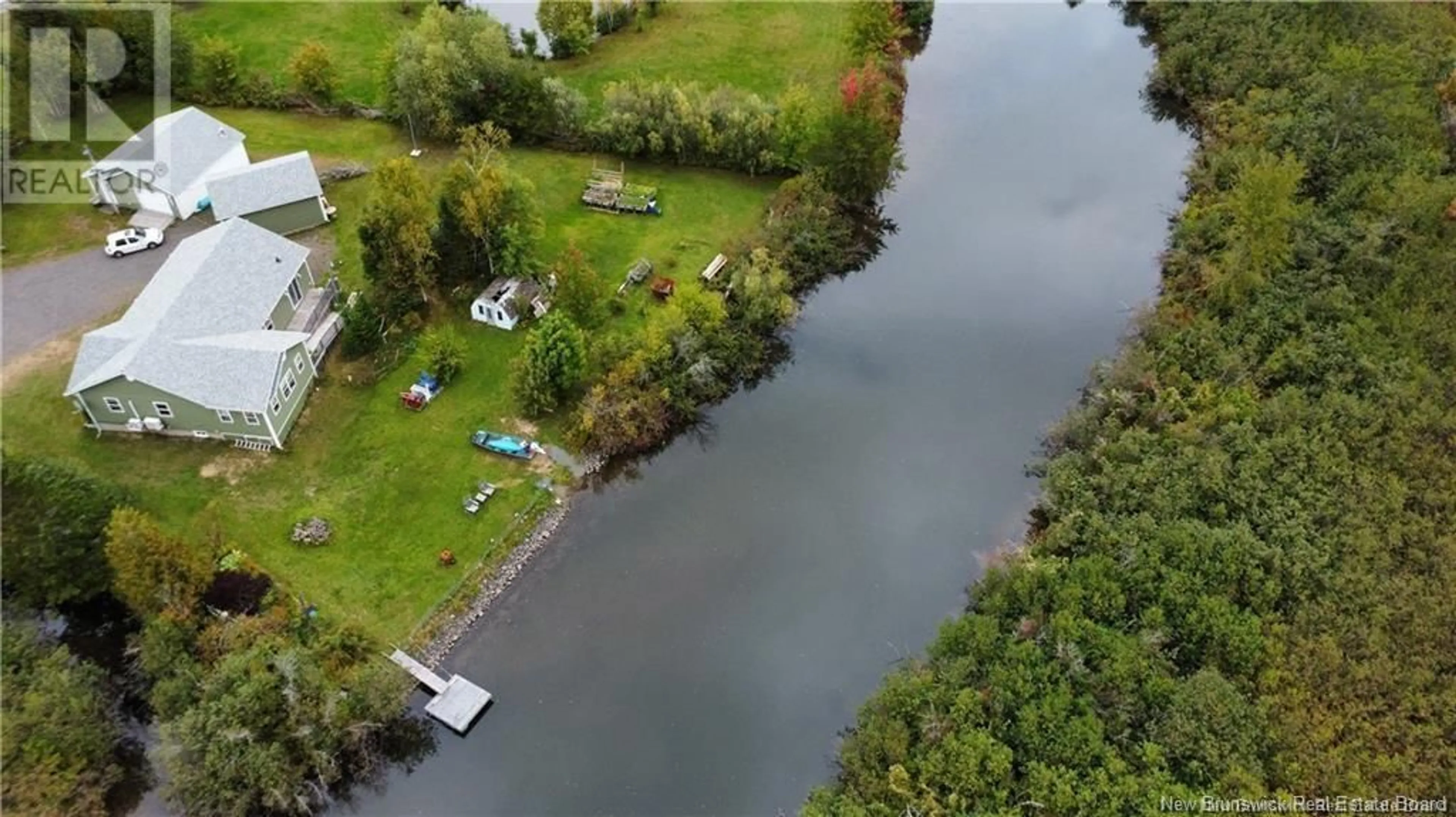 A pic from outside/outdoor area/front of a property/back of a property/a pic from drone, water/lake/river/ocean view for 2803 ROUTE 350, Rang-Saint-Georges New Brunswick E8R1L1