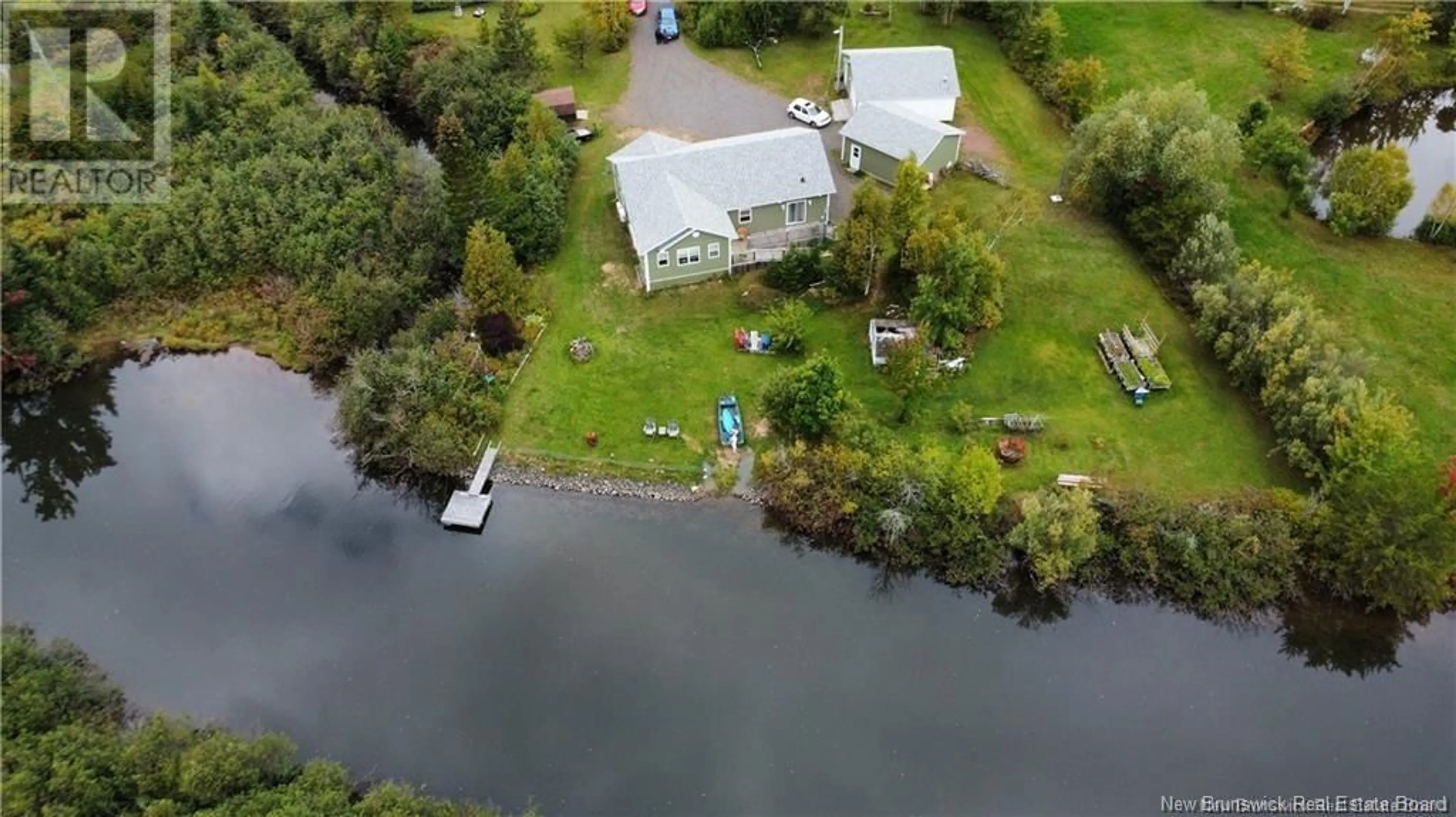 A pic from outside/outdoor area/front of a property/back of a property/a pic from drone, water/lake/river/ocean view for 2803 ROUTE 350, Rang-Saint-Georges New Brunswick E8R1L1