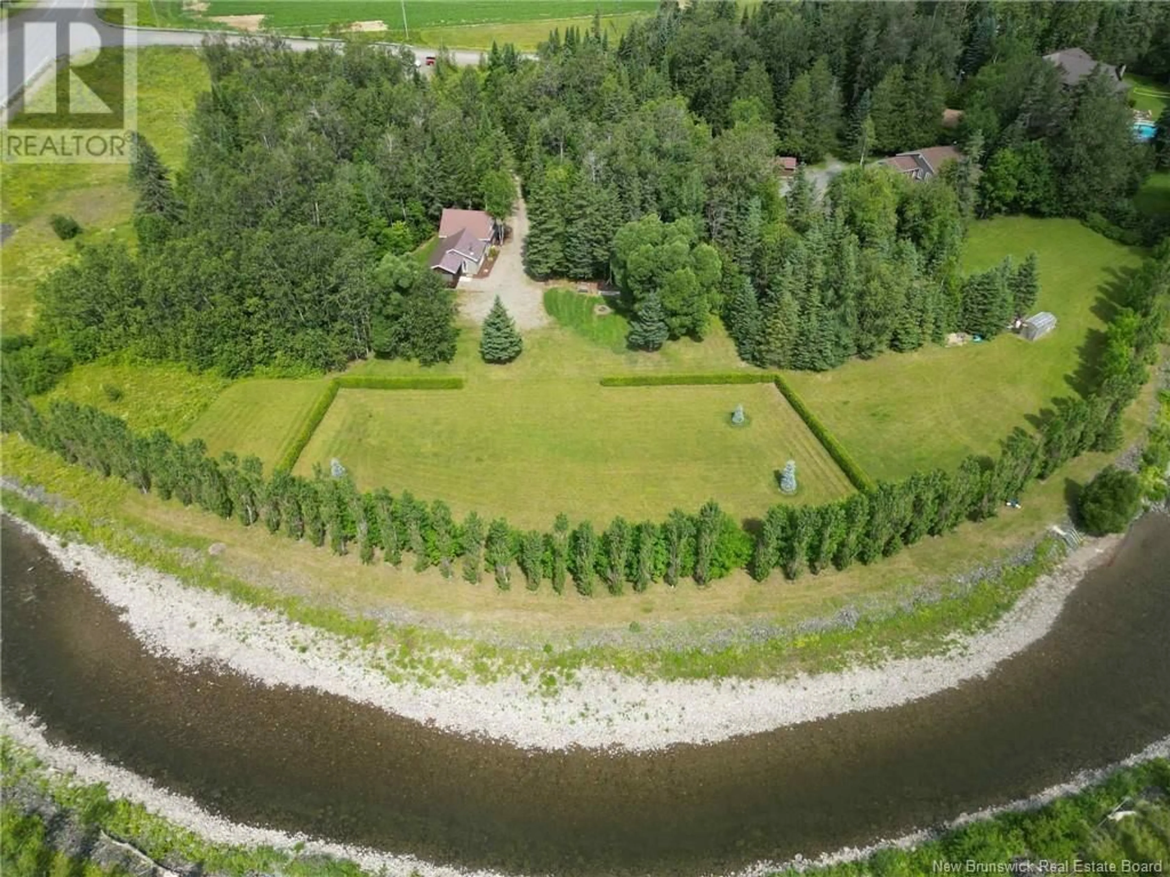A pic from outside/outdoor area/front of a property/back of a property/a pic from drone, water/lake/river/ocean view for 12 SALMON RIVER ROAD, DSL de Drummond/DSL of Drummond New Brunswick E3Y2L5
