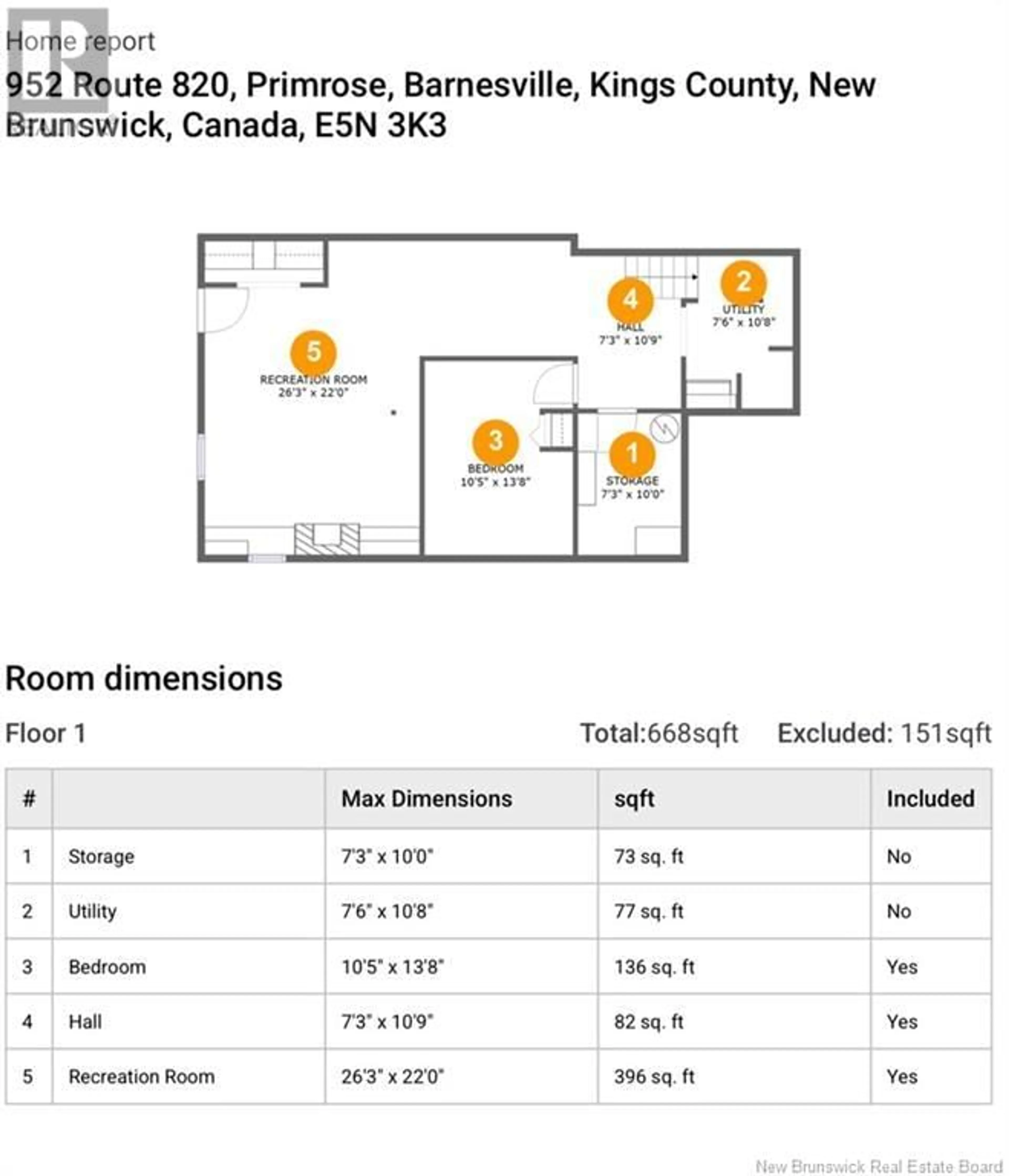 Floor plan for 952 ROUTE 820, Barnesville New Brunswick E5N5K3