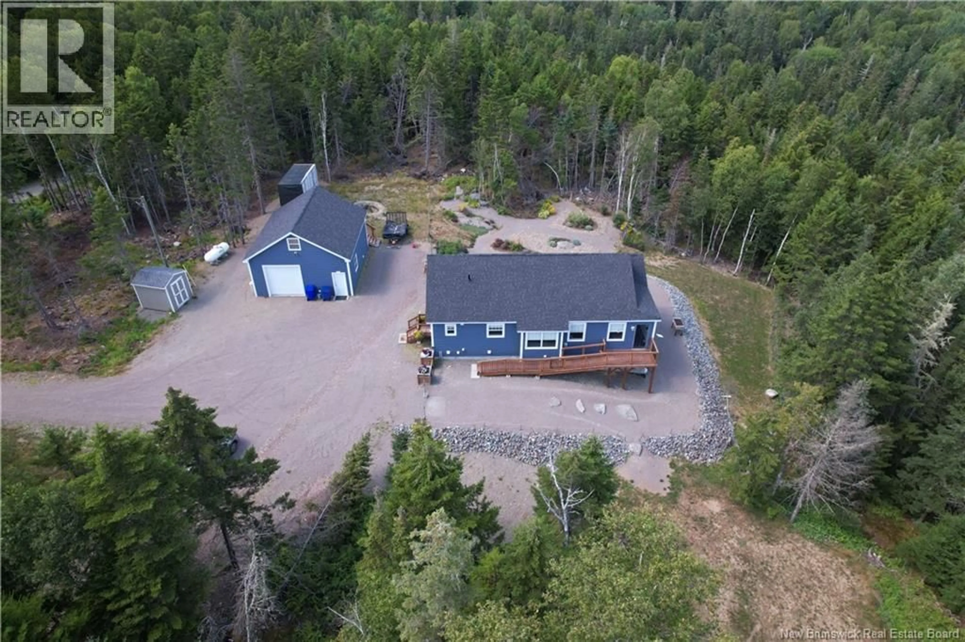 A pic from outside/outdoor area/front of a property/back of a property/a pic from drone, forest/trees view for 393 HILLS POINT ROAD, Oak Bay New Brunswick E3L4J9