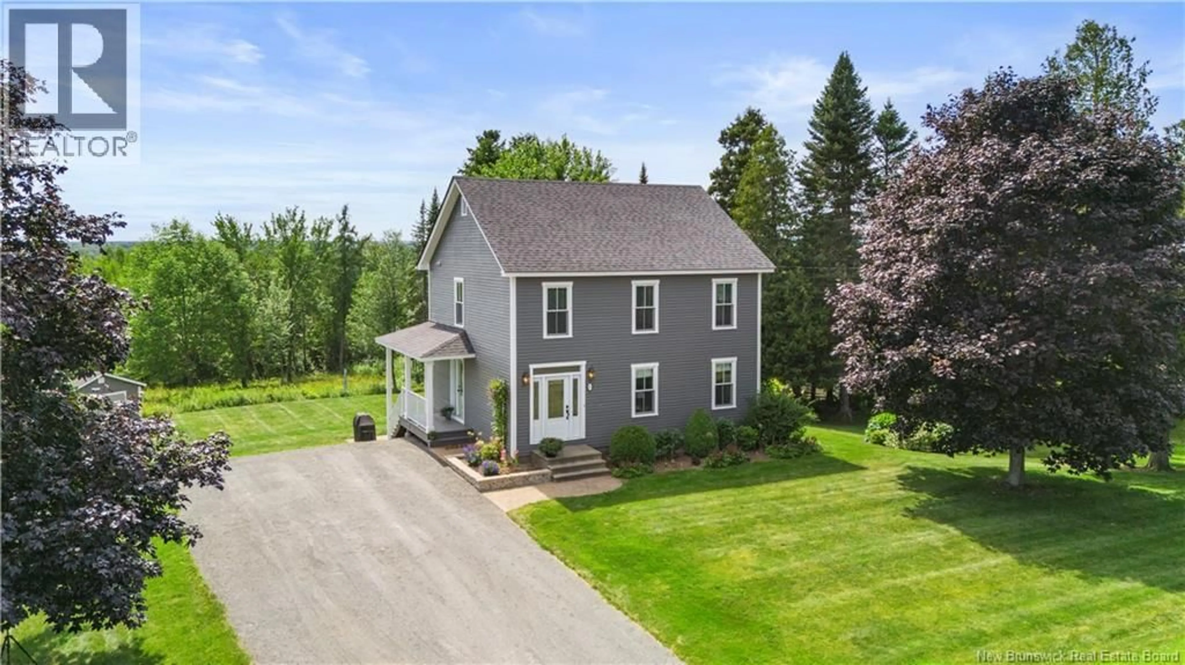 A pic from outside/outdoor area/front of a property/back of a property/a pic from drone, street for 20 JEANS LANE, Maugerville New Brunswick E3A8M2