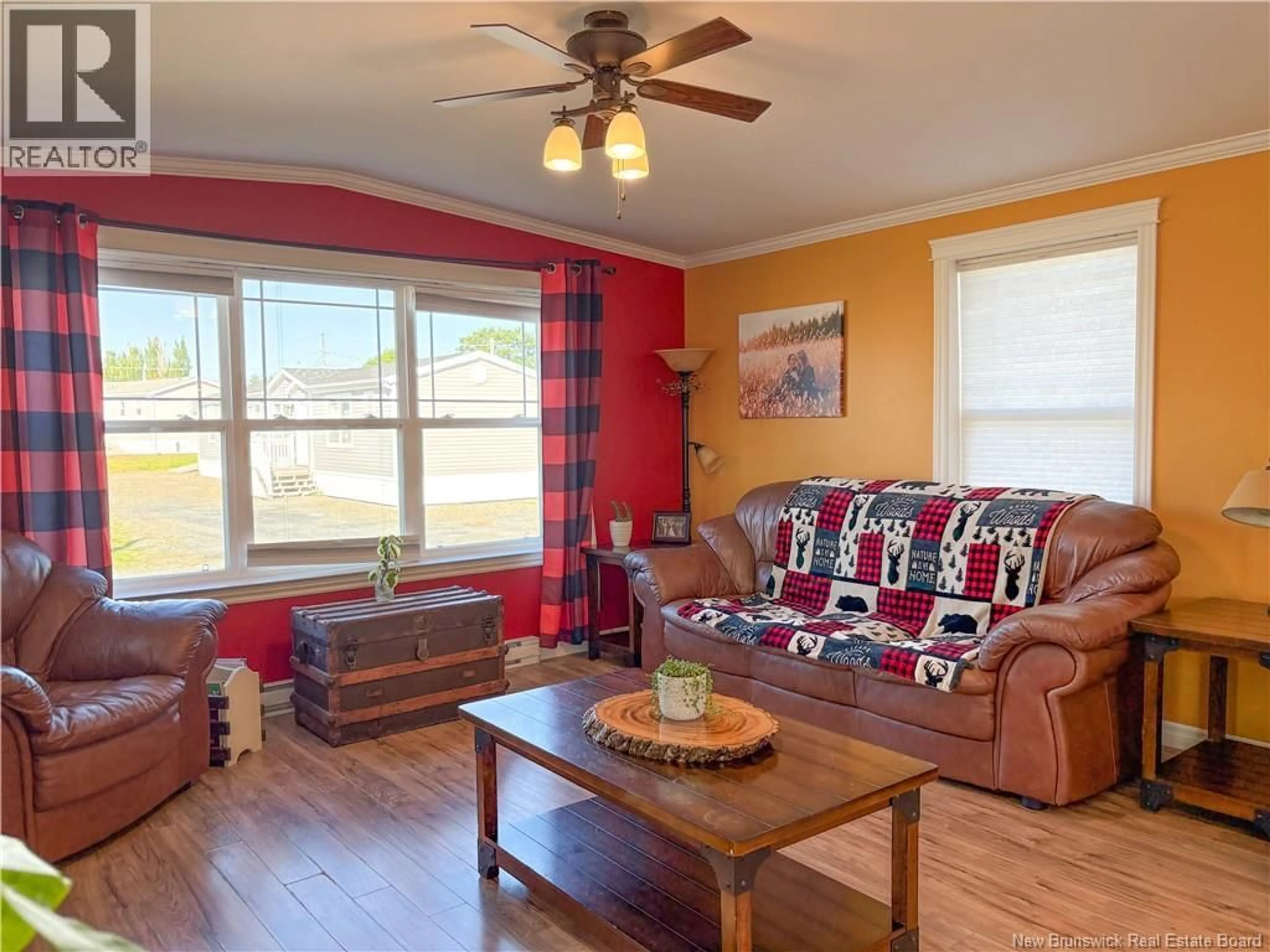 Living room with furniture, wood/laminate floor for 43 CARR LANE, Jacksonville New Brunswick E7M0G2