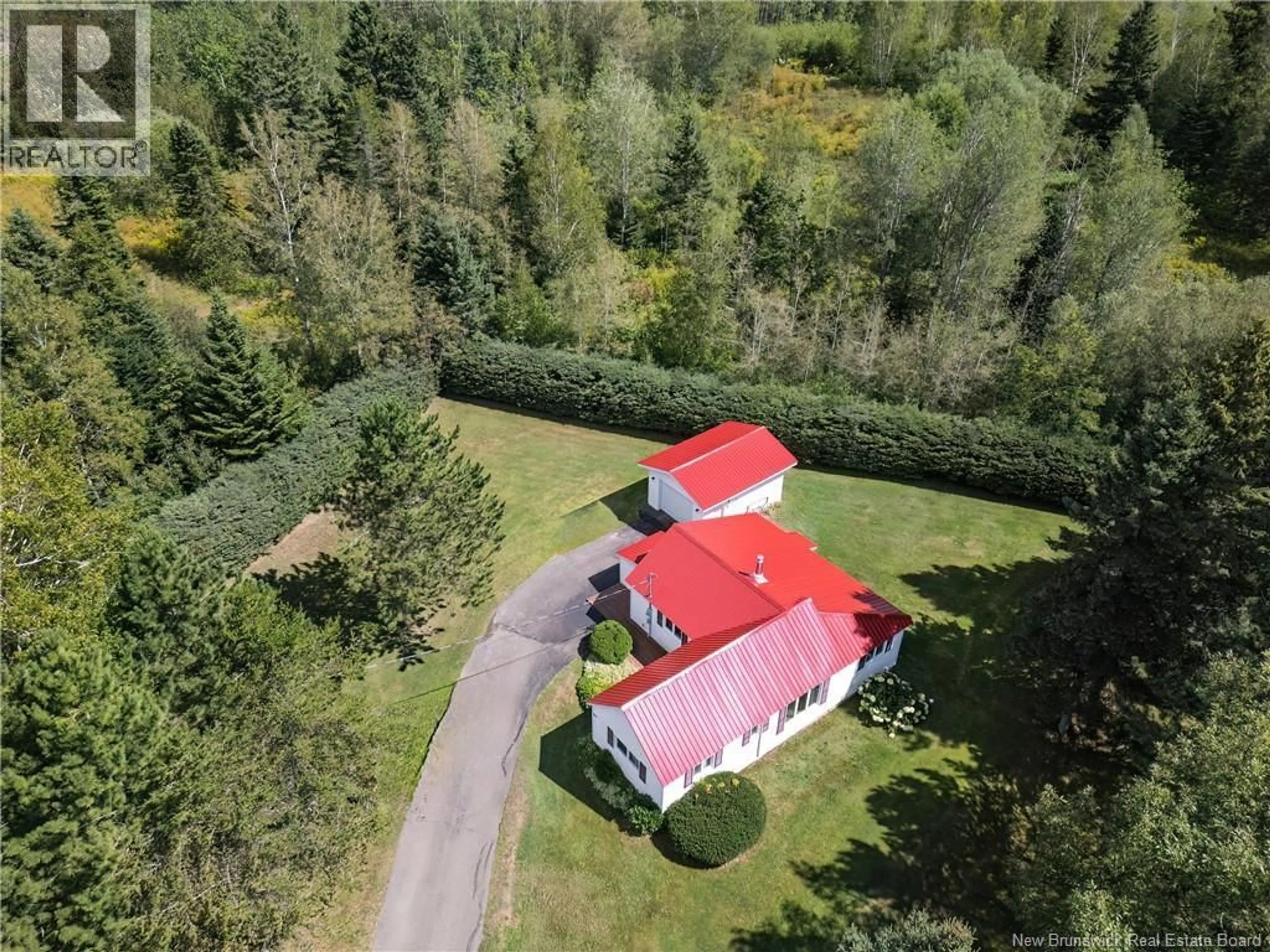 A pic from outside/outdoor area/front of a property/back of a property/a pic from drone, forest/trees view for 40 FOLEY BROOK ROAD, New Denmark New Brunswick E7G1P5