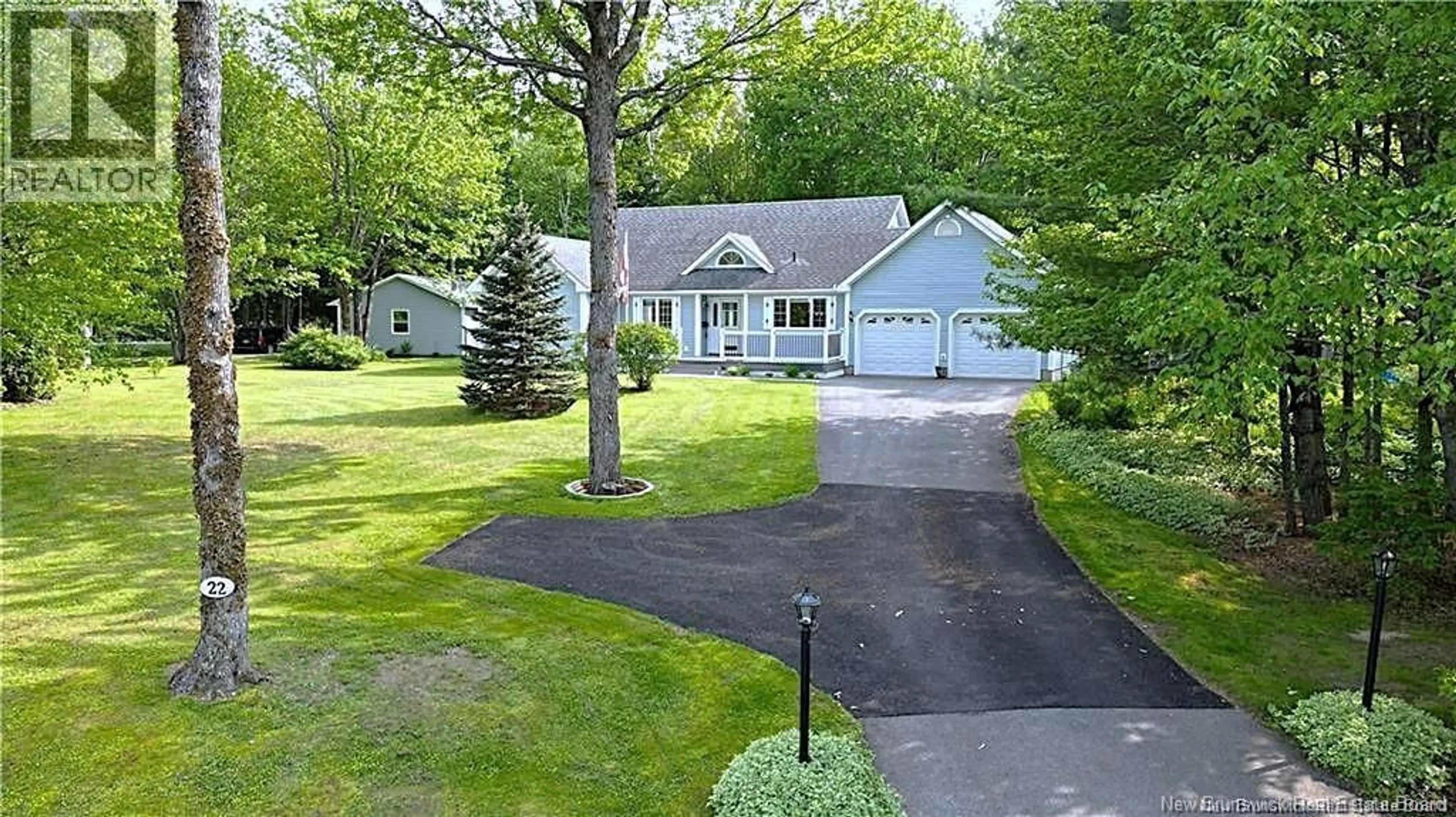 A pic from outside/outdoor area/front of a property/back of a property/a pic from drone, street for 22 LYNX LANE, Hanwell New Brunswick E3C1M9
