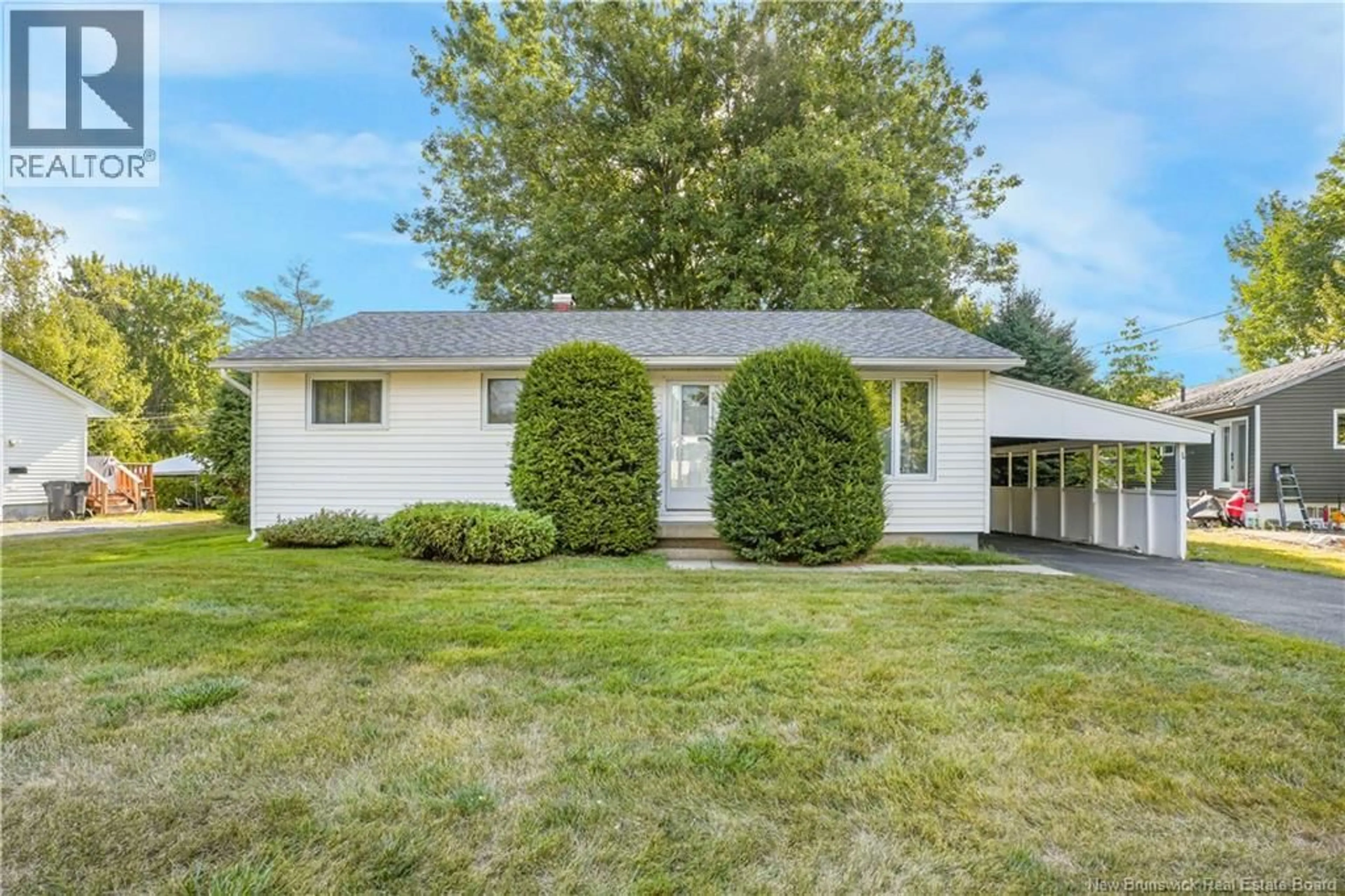 Home with vinyl exterior material, street for 100 BIRD AVENUE, Fredericton New Brunswick E3A2H7