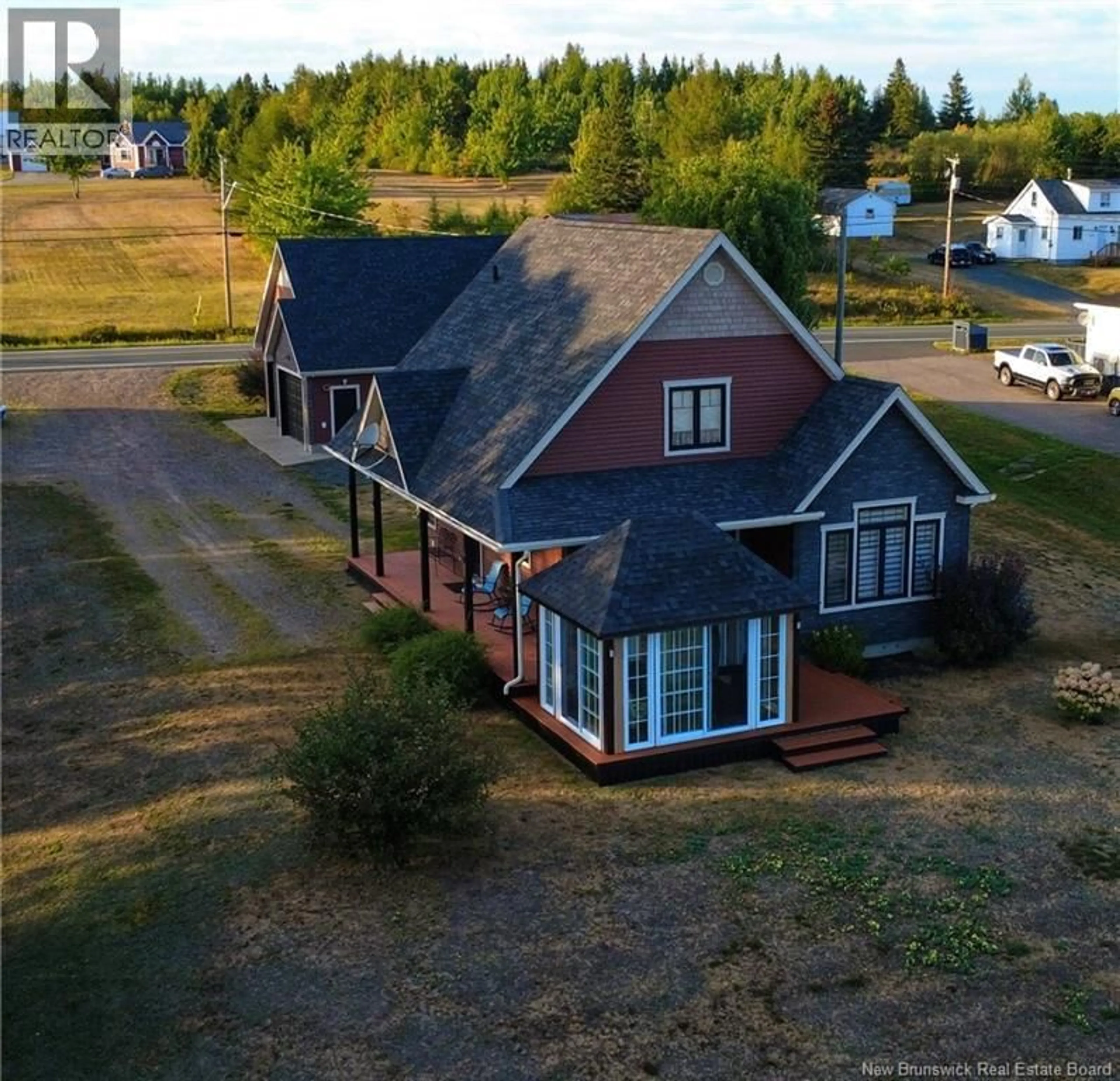 A pic from outside/outdoor area/front of a property/back of a property/a pic from drone, water/lake/river/ocean view for 1547 NB 350, Maltempec New Brunswick E8P1N7