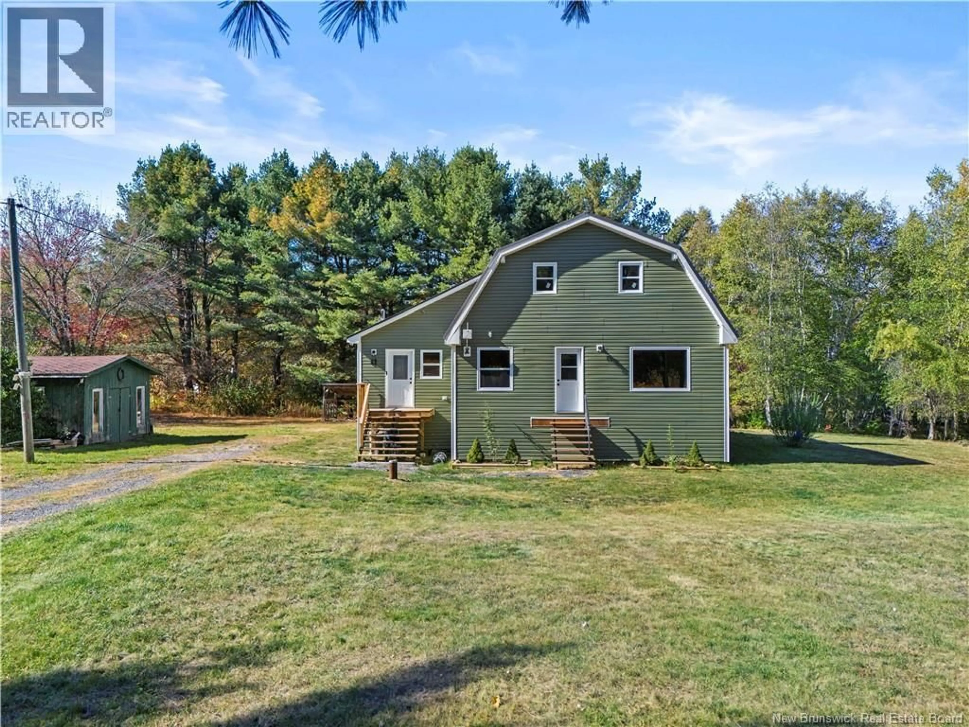 A pic from outside/outdoor area/front of a property/back of a property/a pic from drone, water/lake/river/ocean view for 41 SPRY EAST ROAD, Jemseg New Brunswick E4C3M3