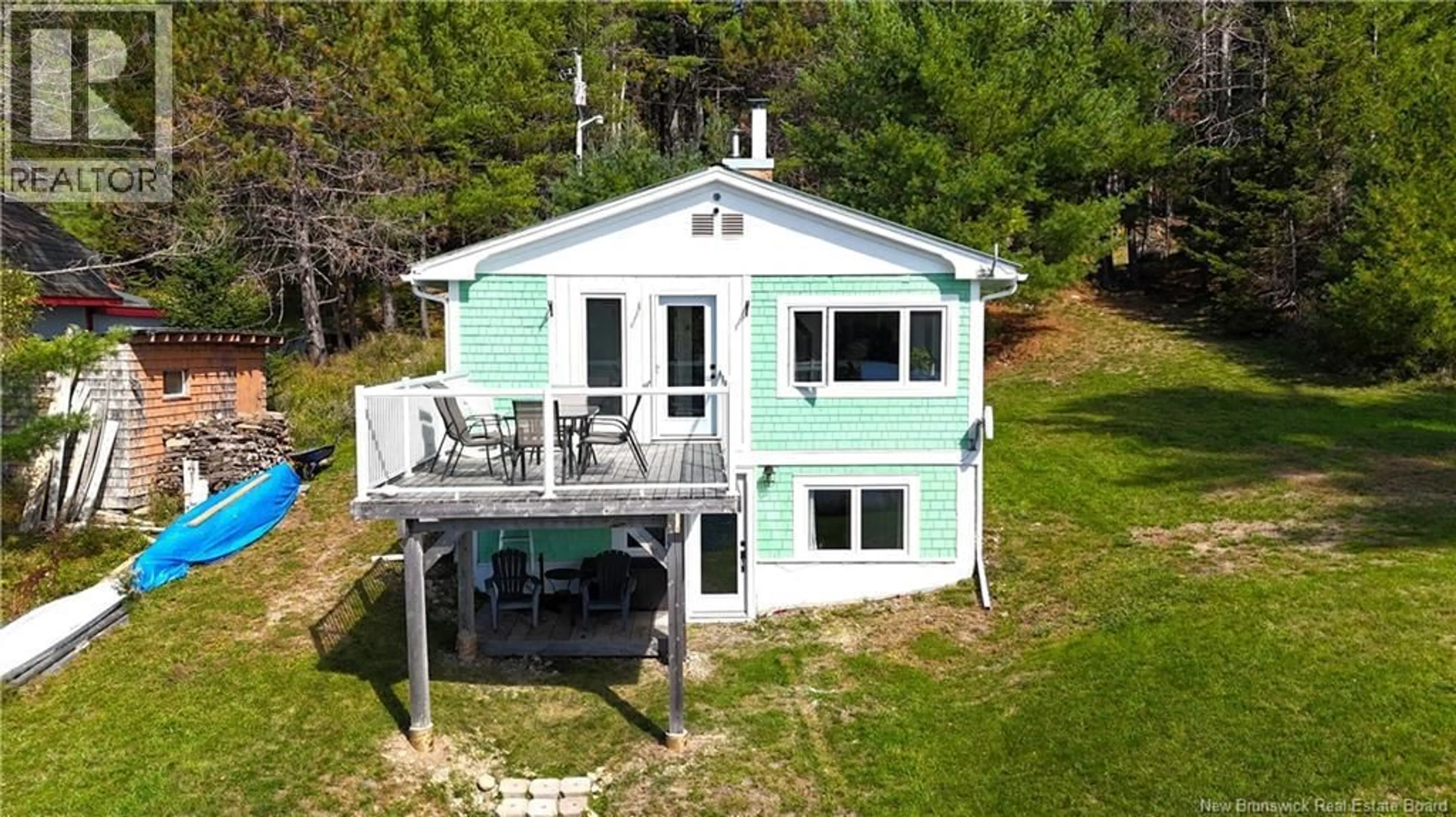 A pic from outside/outdoor area/front of a property/back of a property/a pic from drone, water/lake/river/ocean view for 10 MORAN LANE, Dufferin New Brunswick E5L3R2