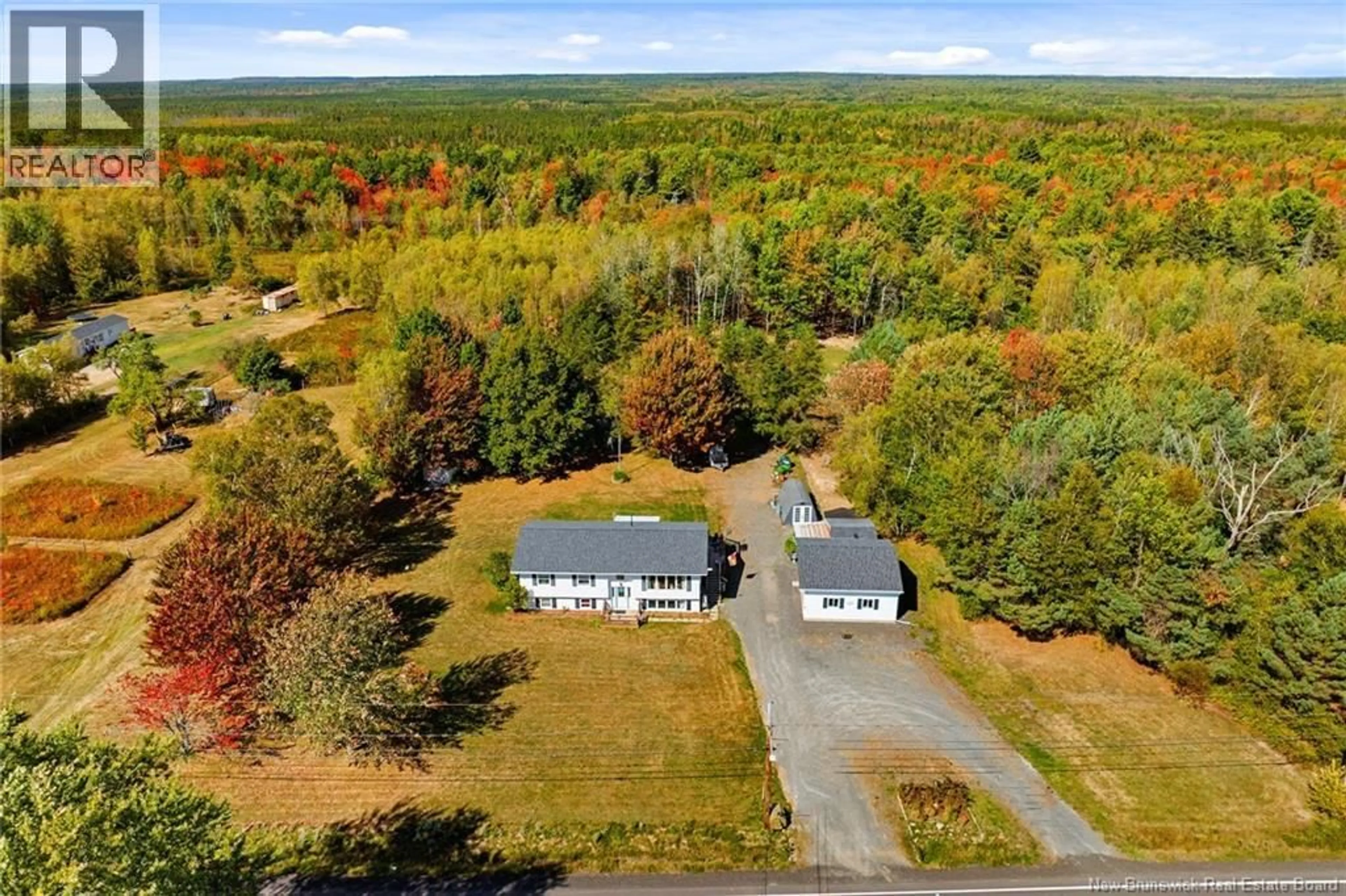 A pic from outside/outdoor area/front of a property/back of a property/a pic from drone, forest/trees view for 4343 ROUTE 10, New Zion New Brunswick E4B1A7