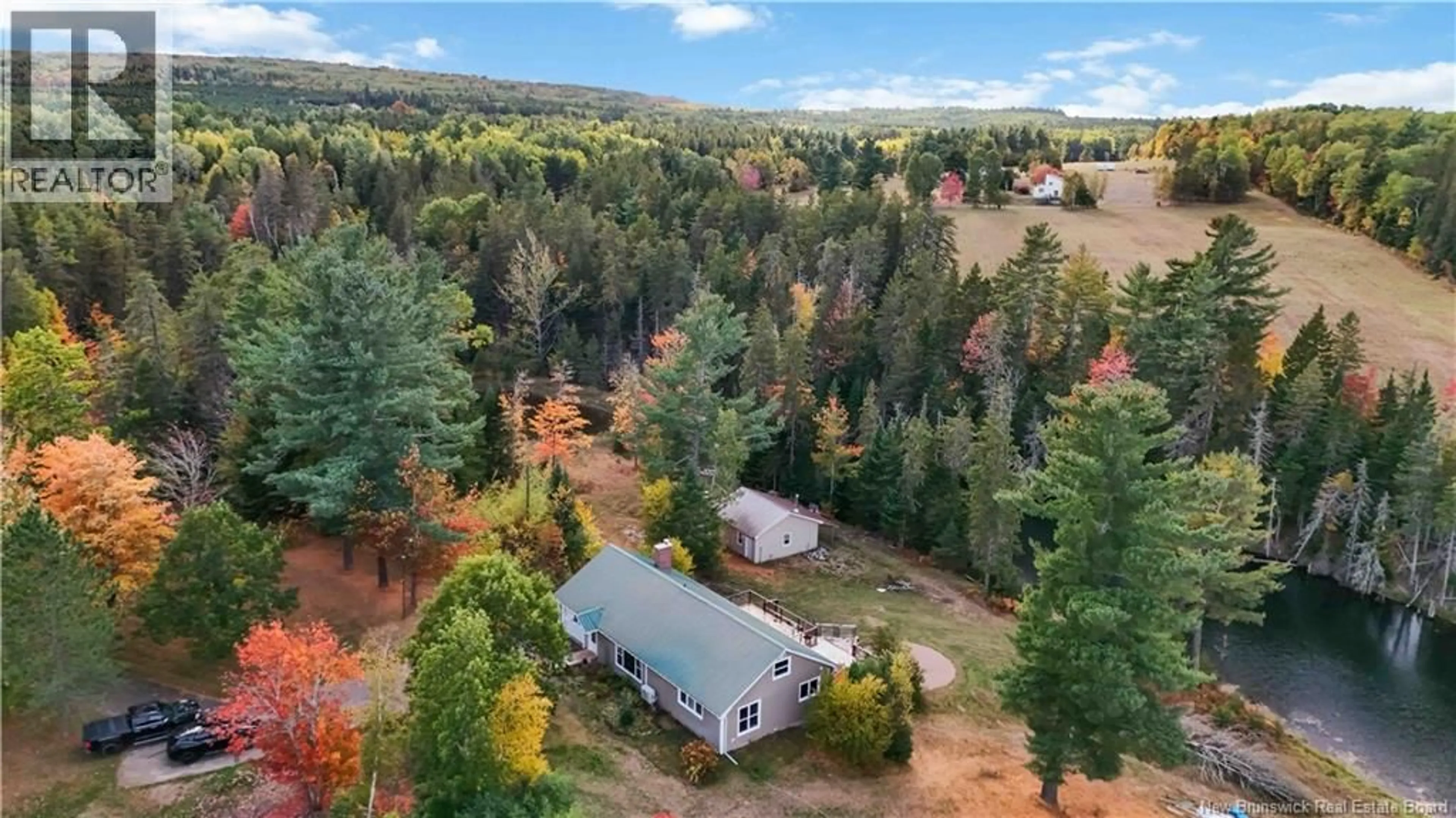 A pic from outside/outdoor area/front of a property/back of a property/a pic from drone, forest/trees view for 3182 PARKINDALE ROAD, Elgin New Brunswick E4Z2S1