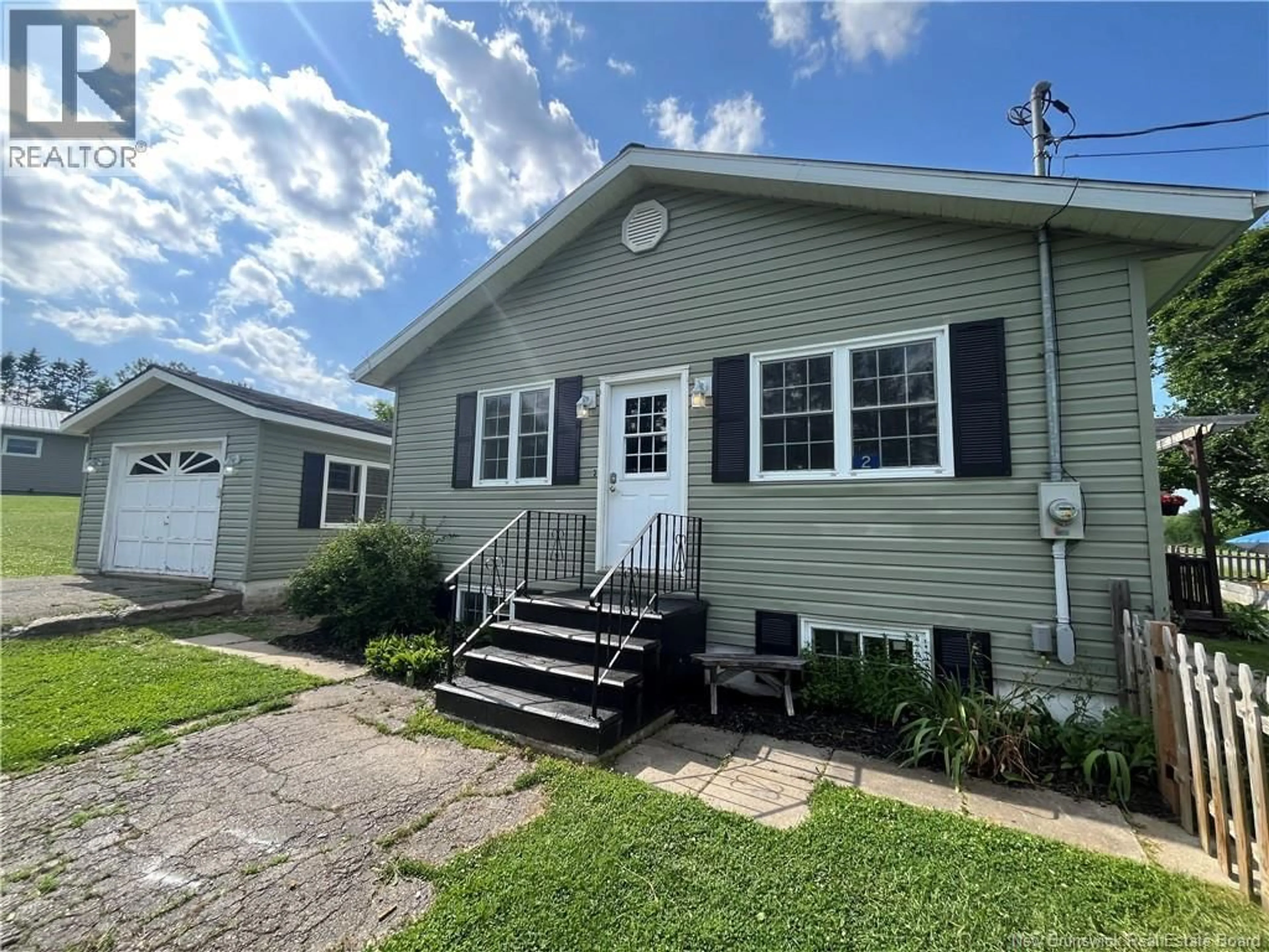 Home with vinyl exterior material, street for 2 STACEY ROAD, Wicklow New Brunswick E7L3X2
