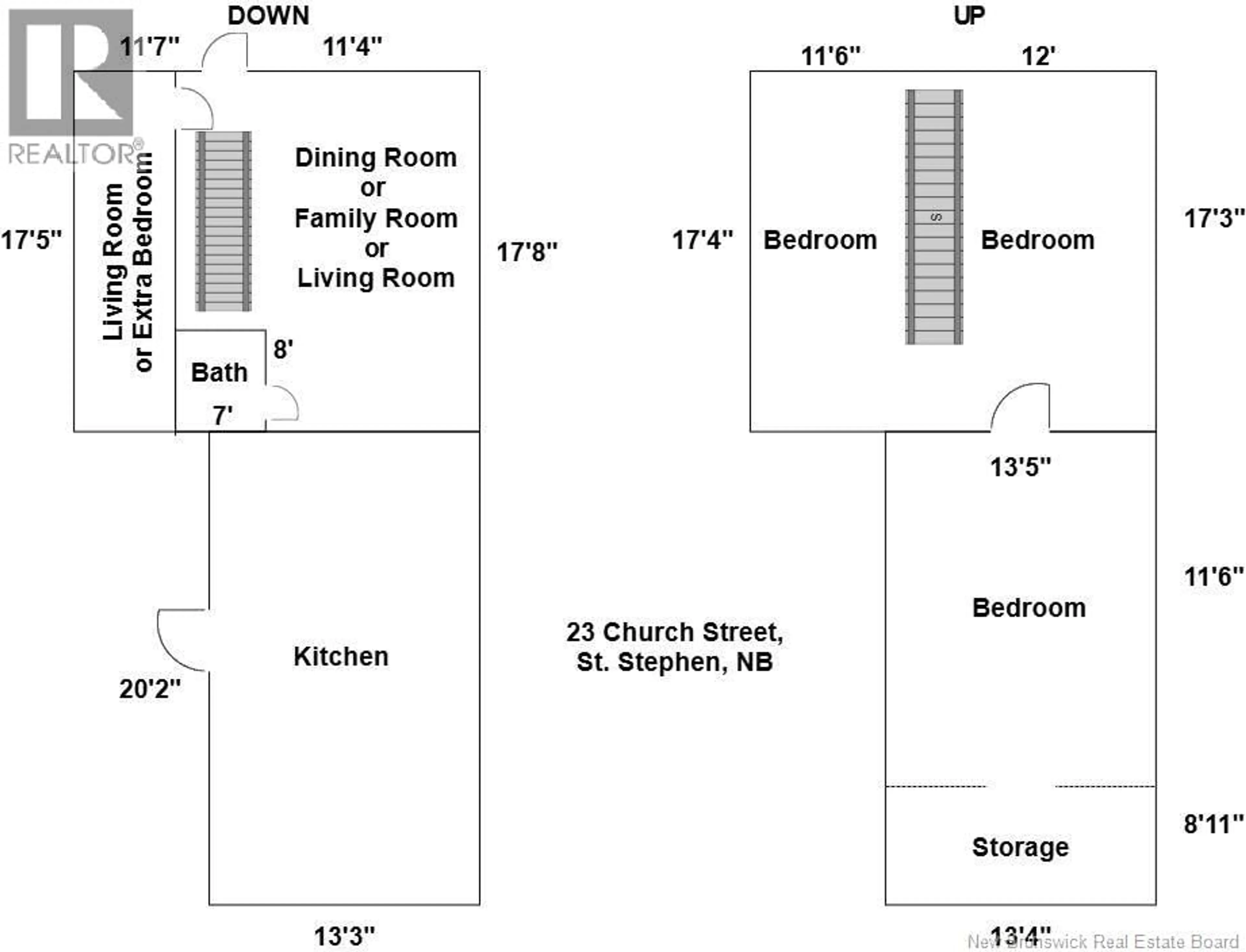 Floor plan for 23 CHURCH STREET, St. Stephen New Brunswick E3L1M1