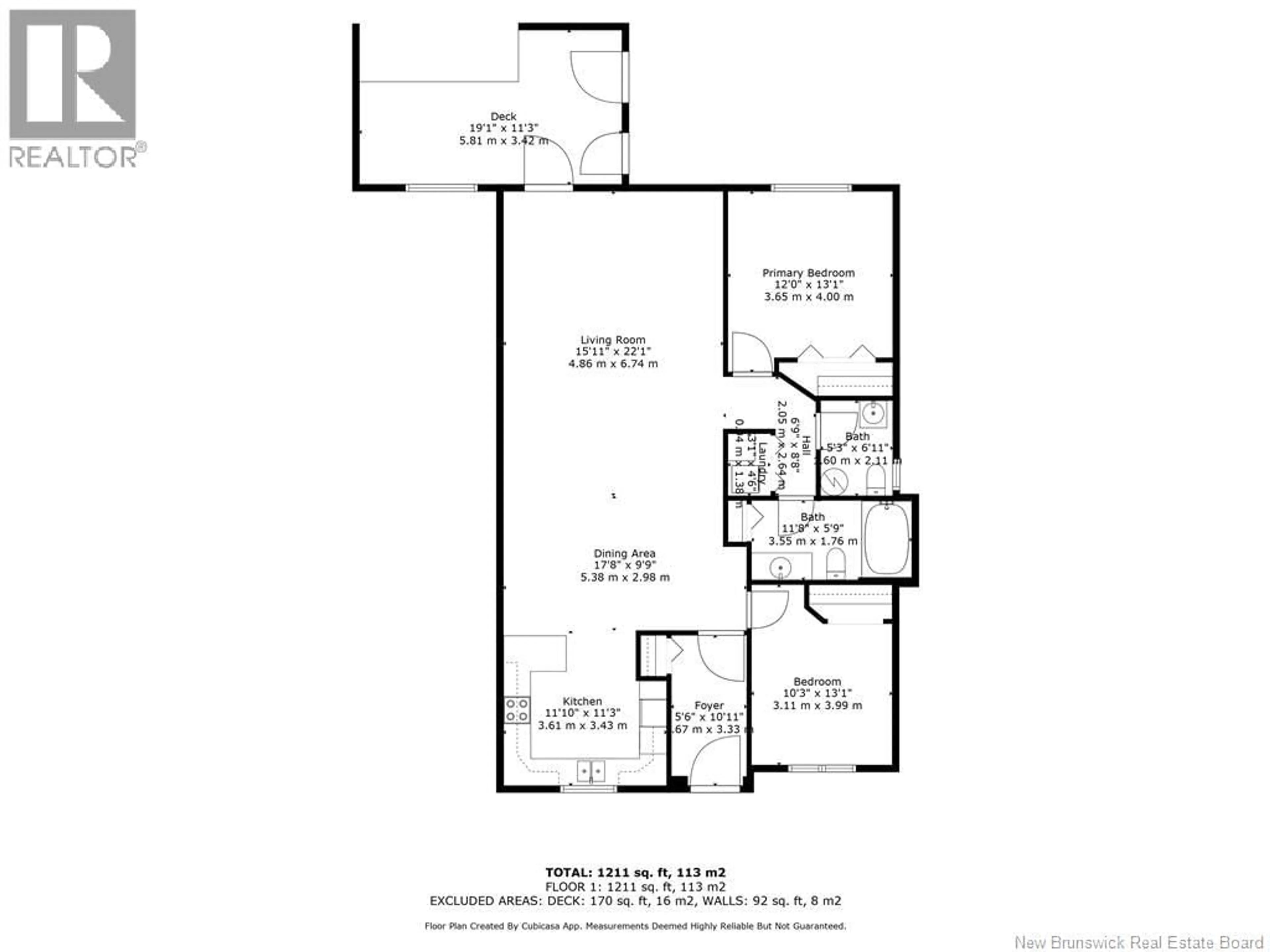 Floor plan for 105 - 98 PLEASANT STREET, Shediac New Brunswick E4P2L6