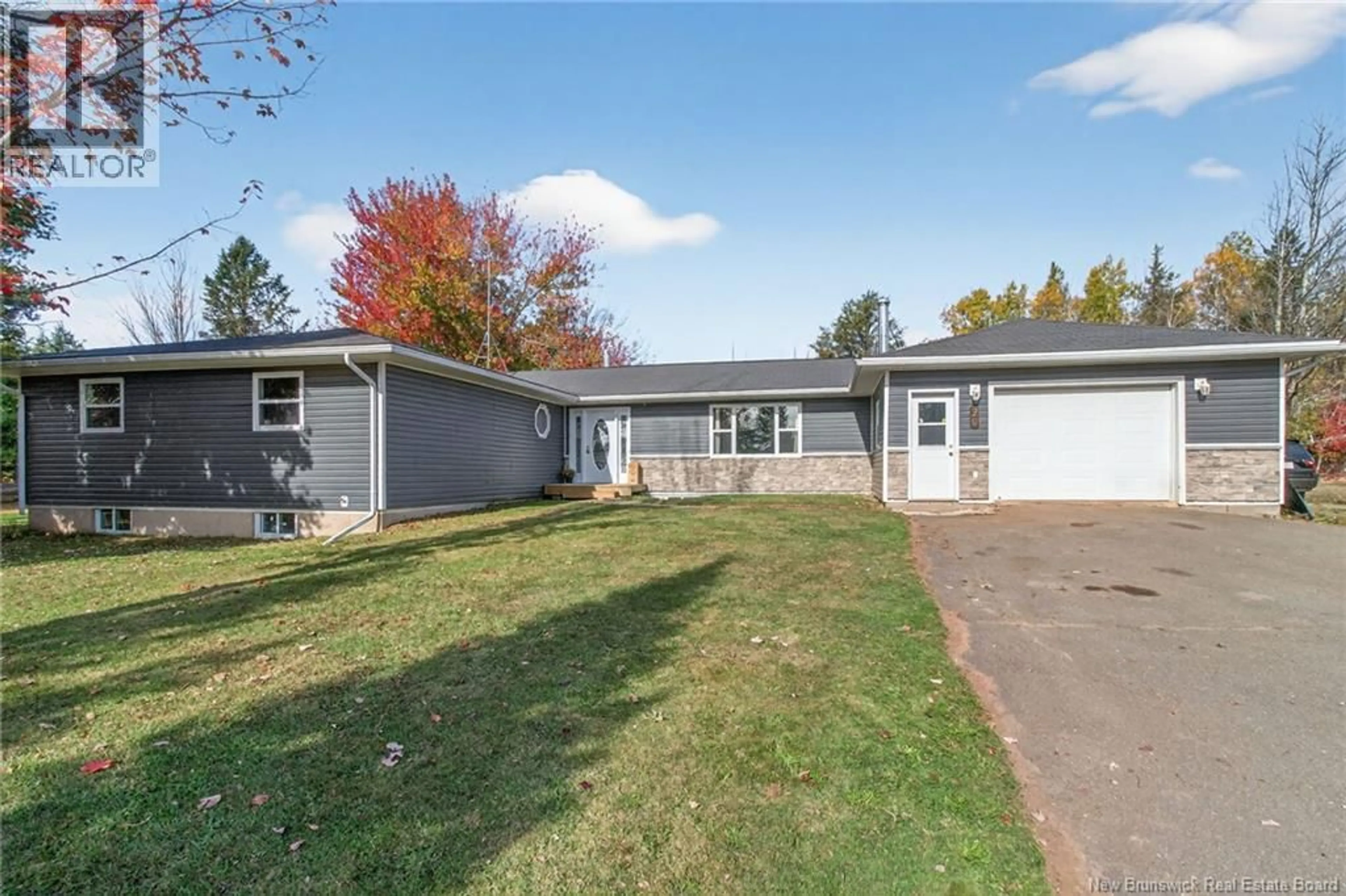 Home with vinyl exterior material, street for 20 MACPHEE LANE, Petitcodiac New Brunswick E4Z4X6