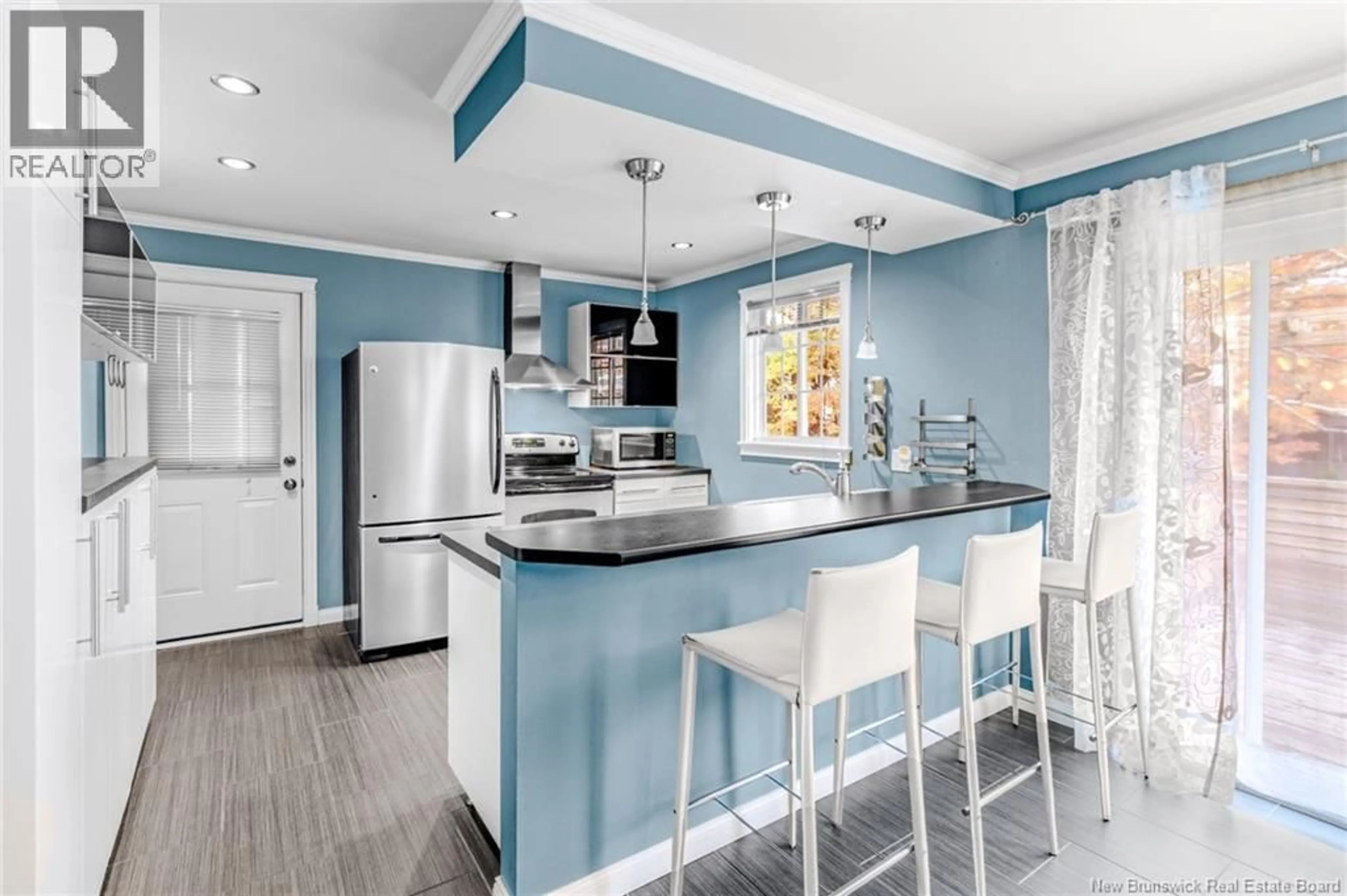 Open concept kitchen, ceramic/tile floor for 63 FOLEY COURT, Fredericton New Brunswick E3B2R8
