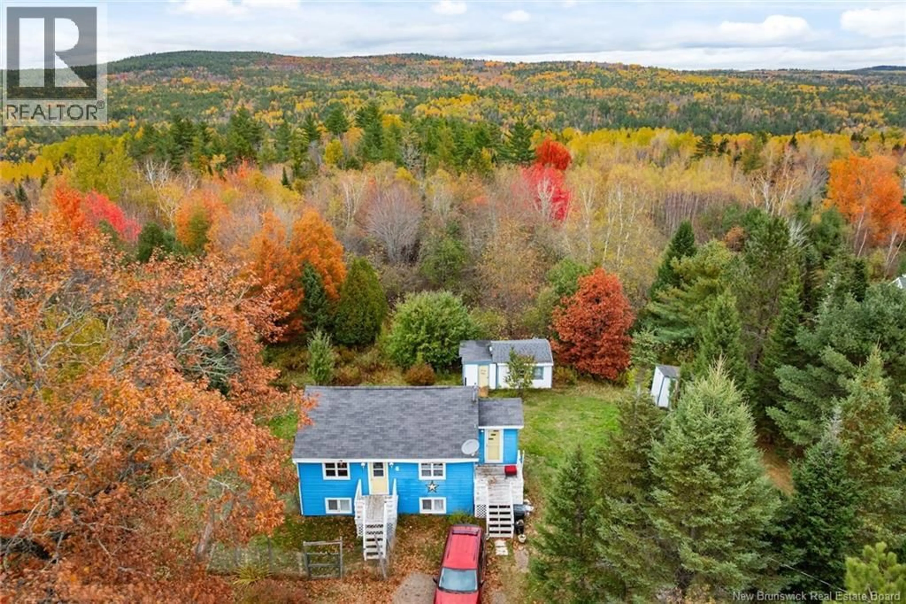A pic from outside/outdoor area/front of a property/back of a property/a pic from drone, forest/trees view for 7581 ROUTE 101, Clarendon New Brunswick E5K4C9