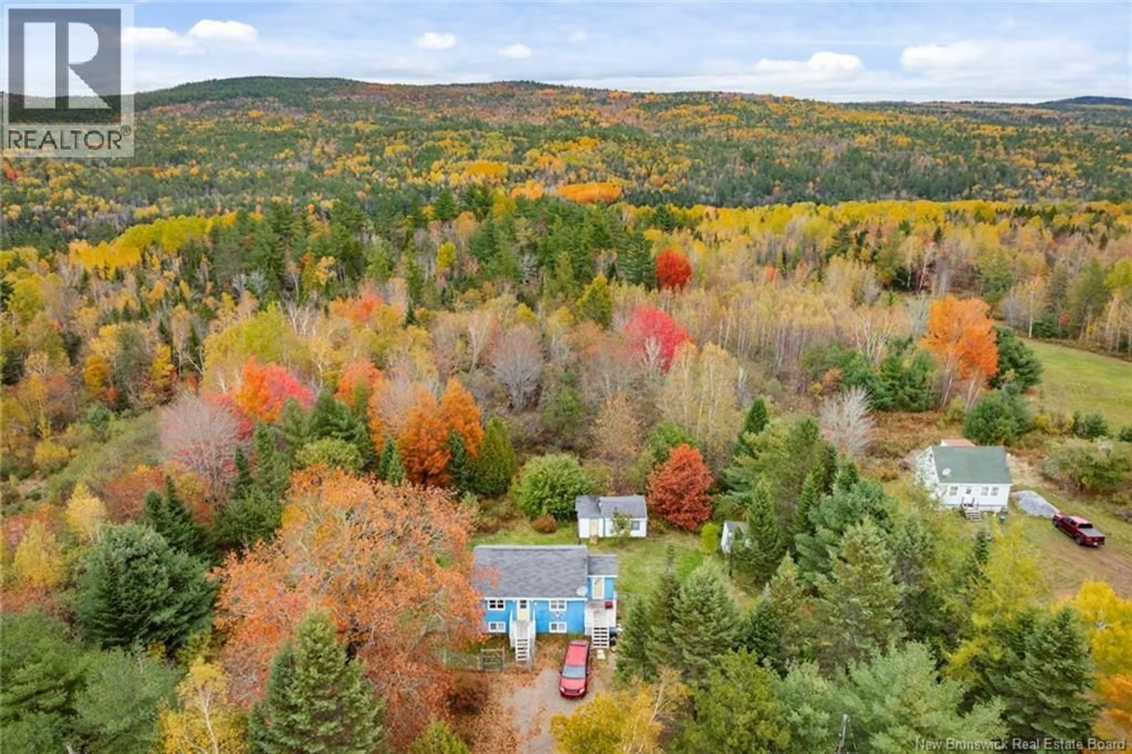 A pic from outside/outdoor area/front of a property/back of a property/a pic from drone, forest/trees view for 7581 ROUTE 101, Clarendon New Brunswick E5K4C9