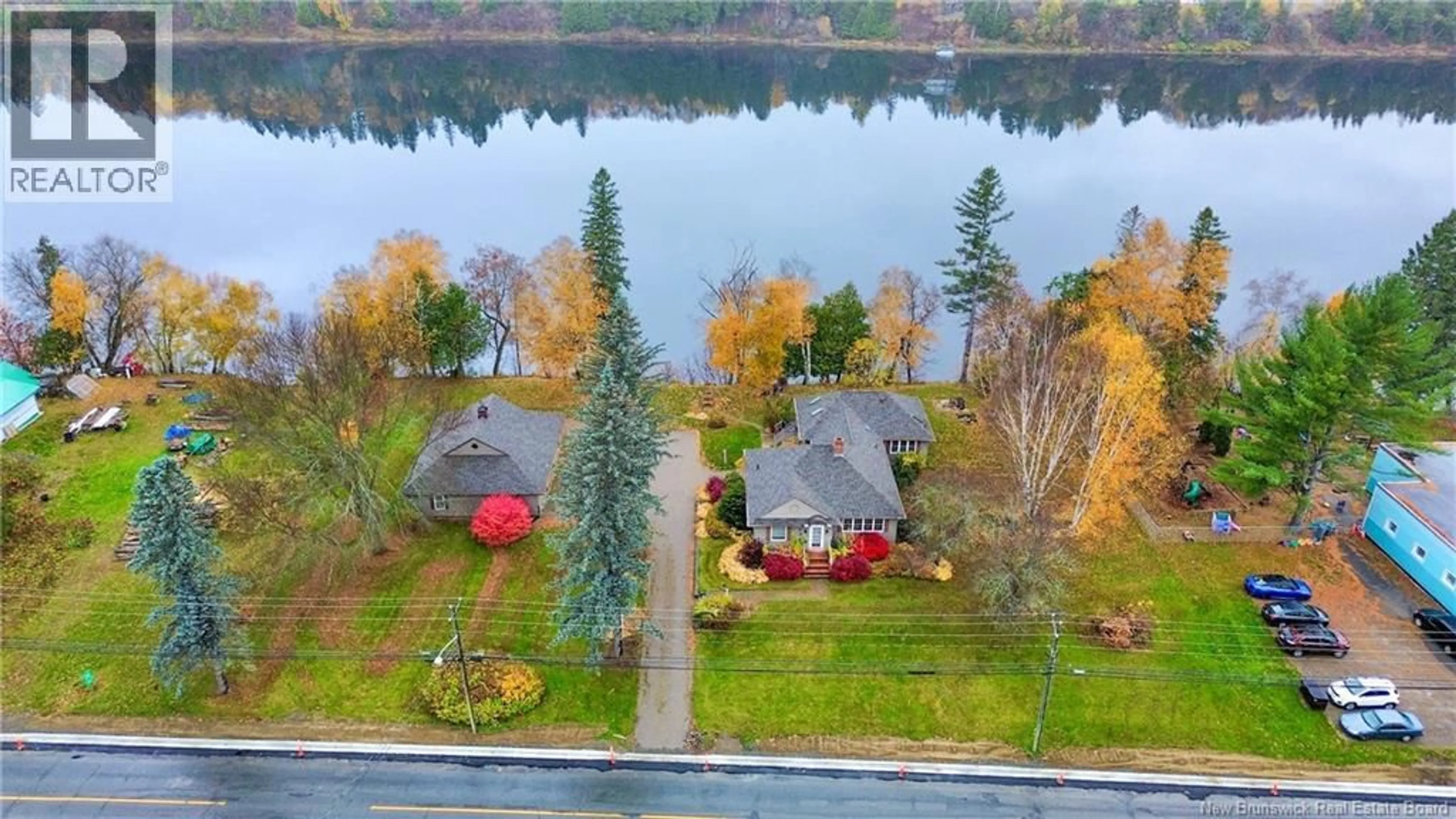 A pic from outside/outdoor area/front of a property/back of a property/a pic from drone, water/lake/river/ocean view for 535 EAST RIVERSIDE DRIVE, Perth-Andover New Brunswick E7H1Y4
