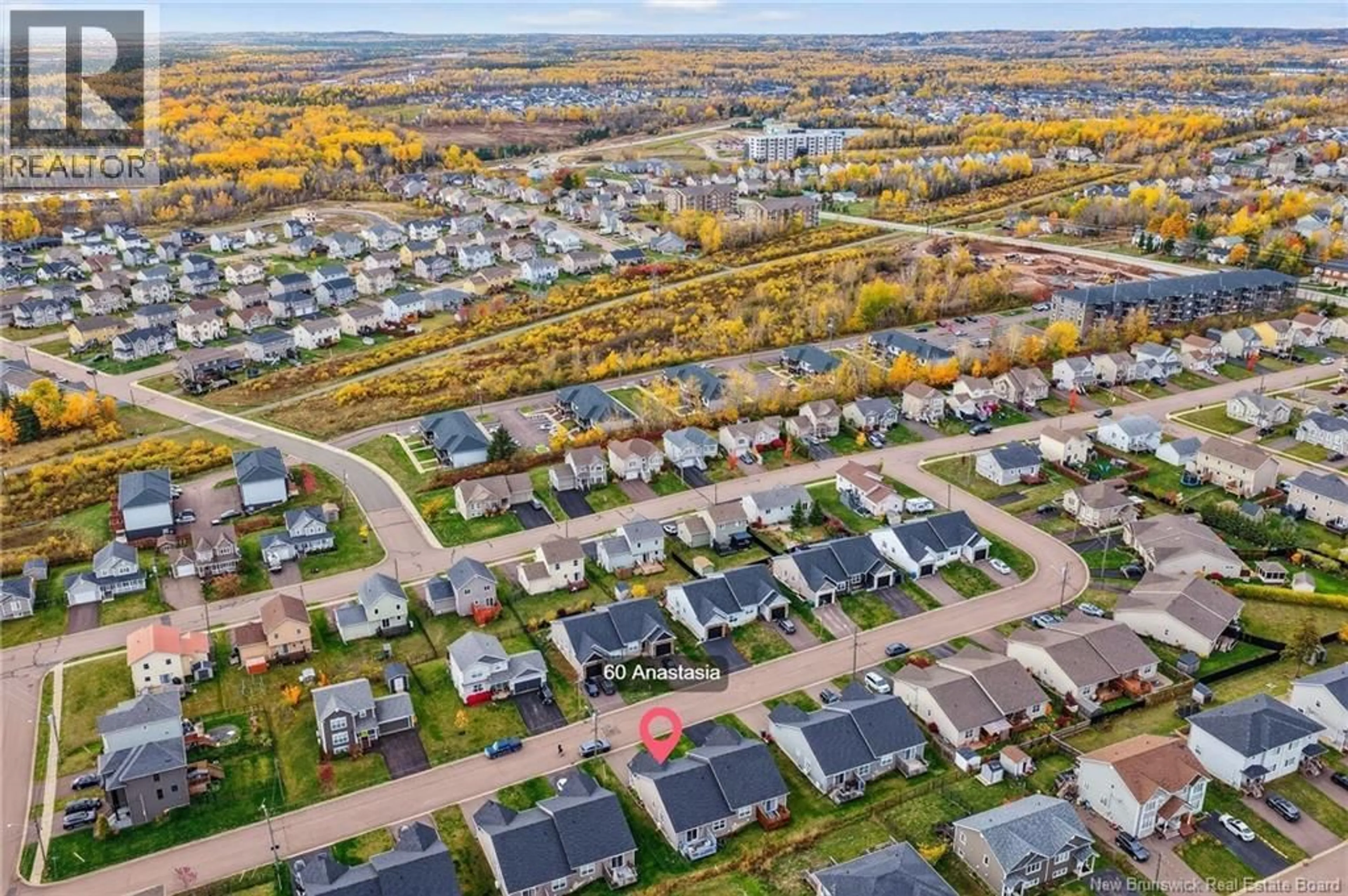 A pic from outside/outdoor area/front of a property/back of a property/a pic from drone, street for 60 ANASTASIA CRESCENT, Moncton New Brunswick E1E0E4