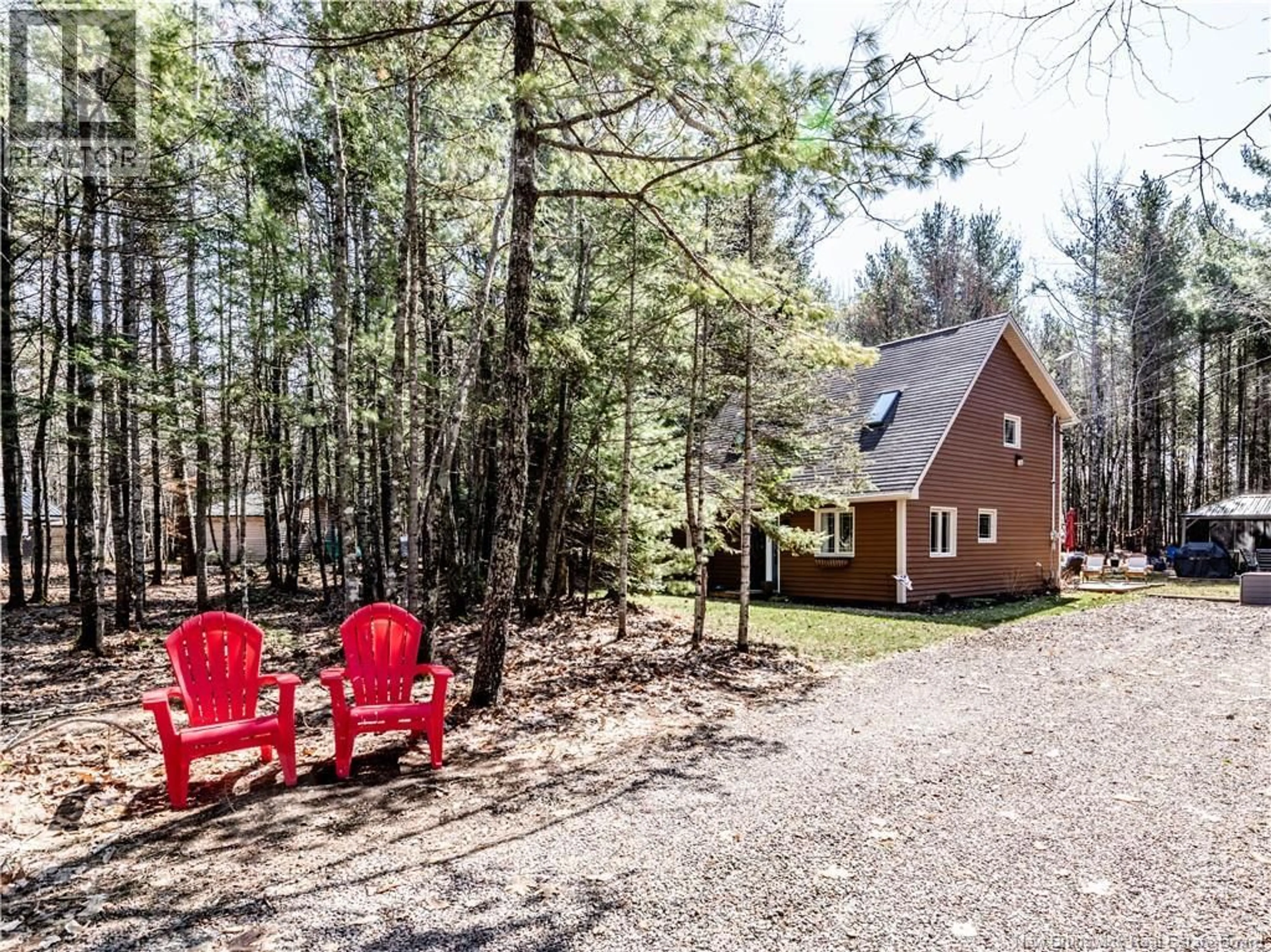 A pic from outside/outdoor area/front of a property/back of a property/a pic from drone, forest/trees view for 129 DO-RAY CHALETS ROAD, Childs Creek New Brunswick E4W2N4