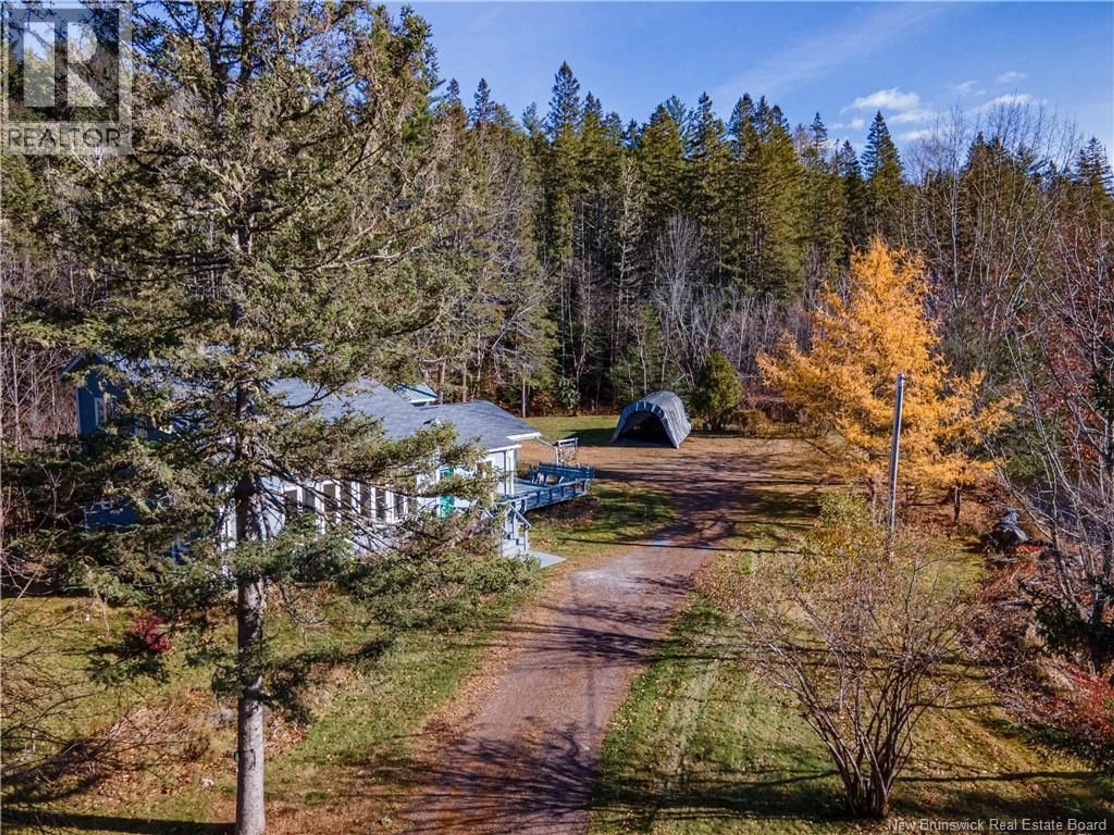 A pic from outside/outdoor area/front of a property/back of a property/a pic from drone, forest/trees view for 11594 ROUTE 114, Springdale New Brunswick E4E5M8